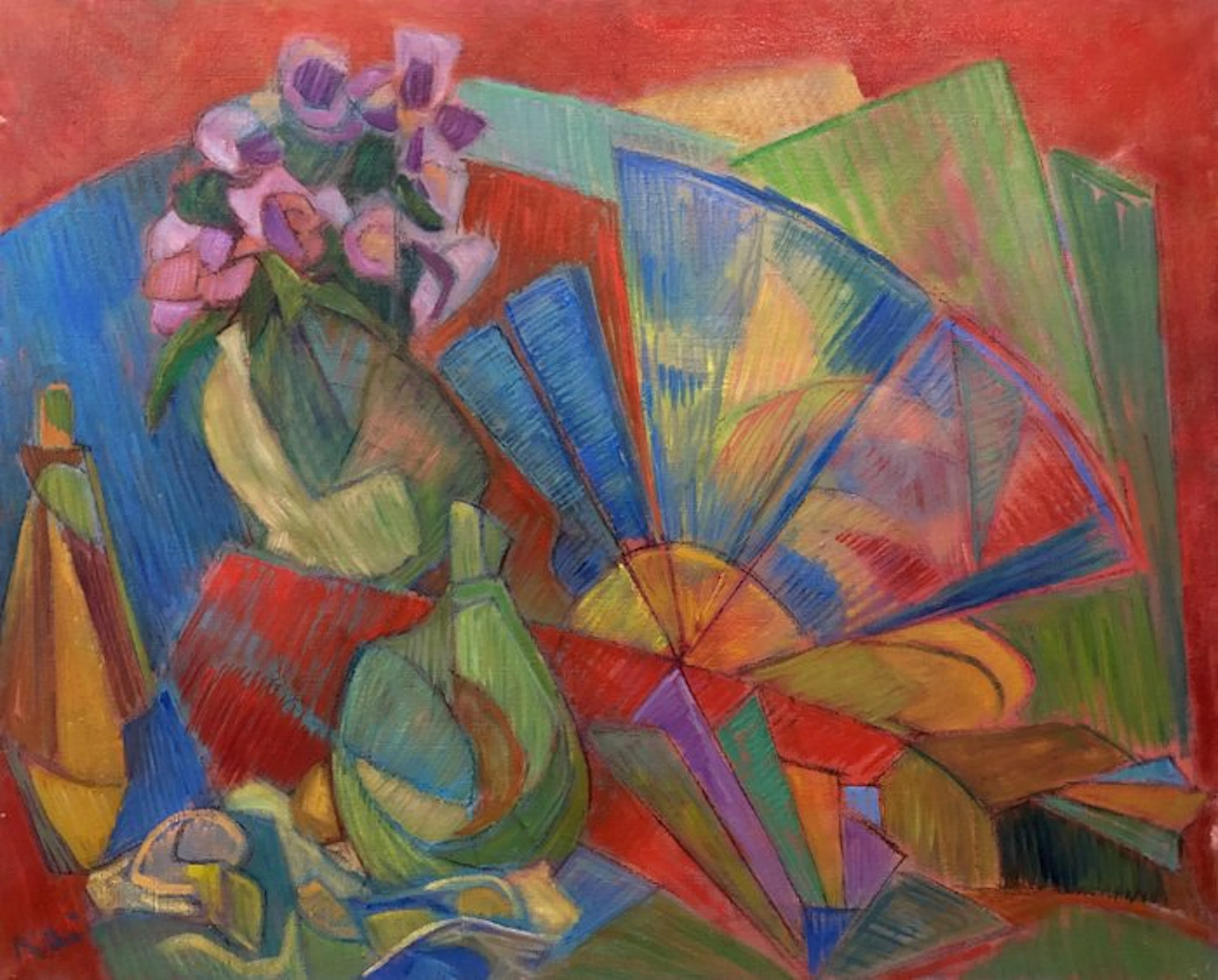 École Postcubiste (1960s) - Nature Morte avec Éventail