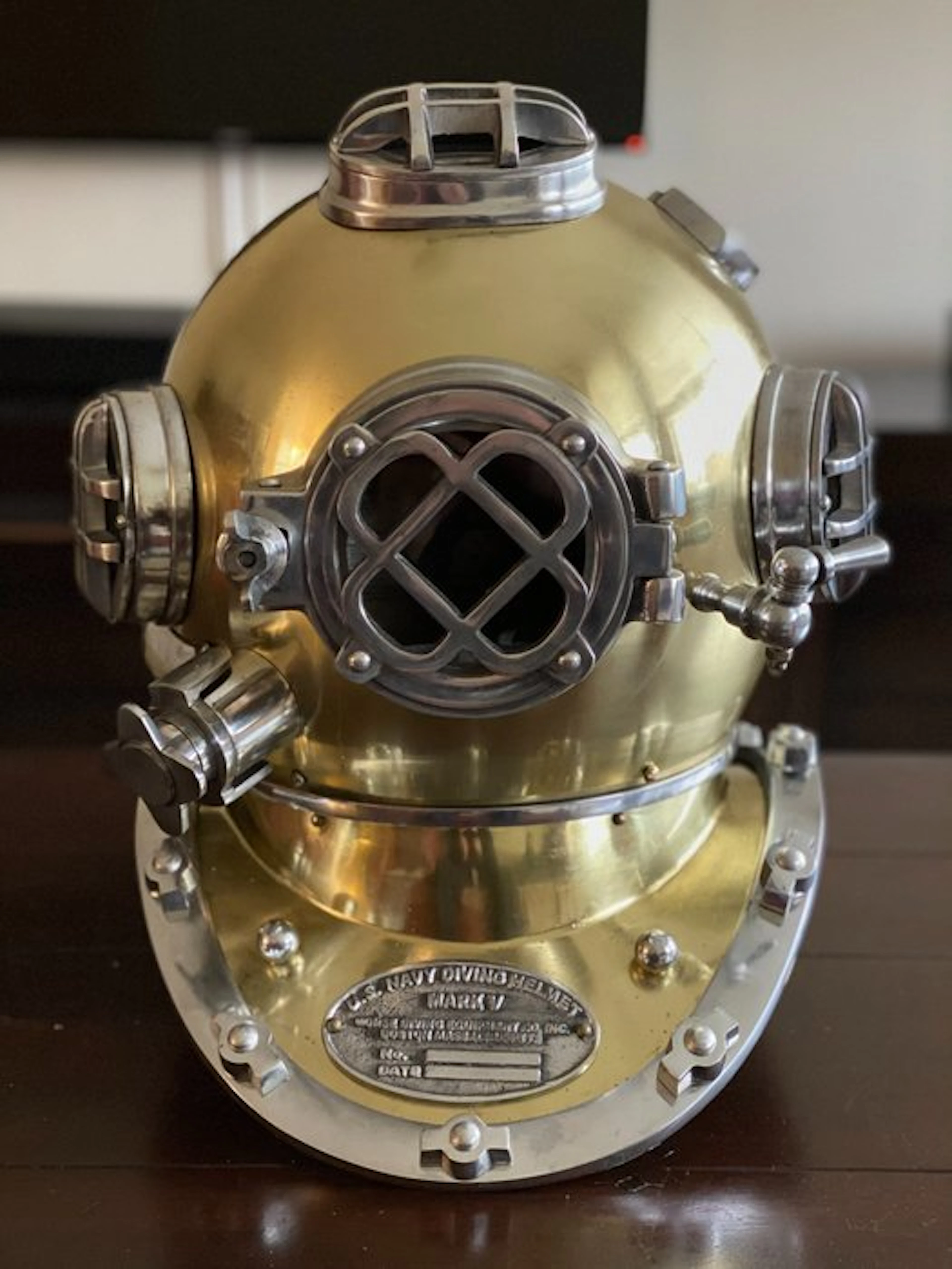 Diving helmet - XXL deluxe U.S. "Mark V" Deep Sea Divers-helm - Copper, Brass