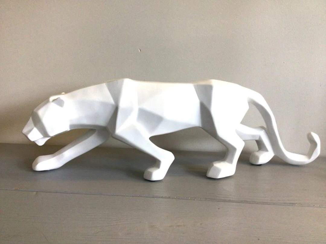 Sculpture, Grote sluipende luipaard XL - 13 cm - Resin