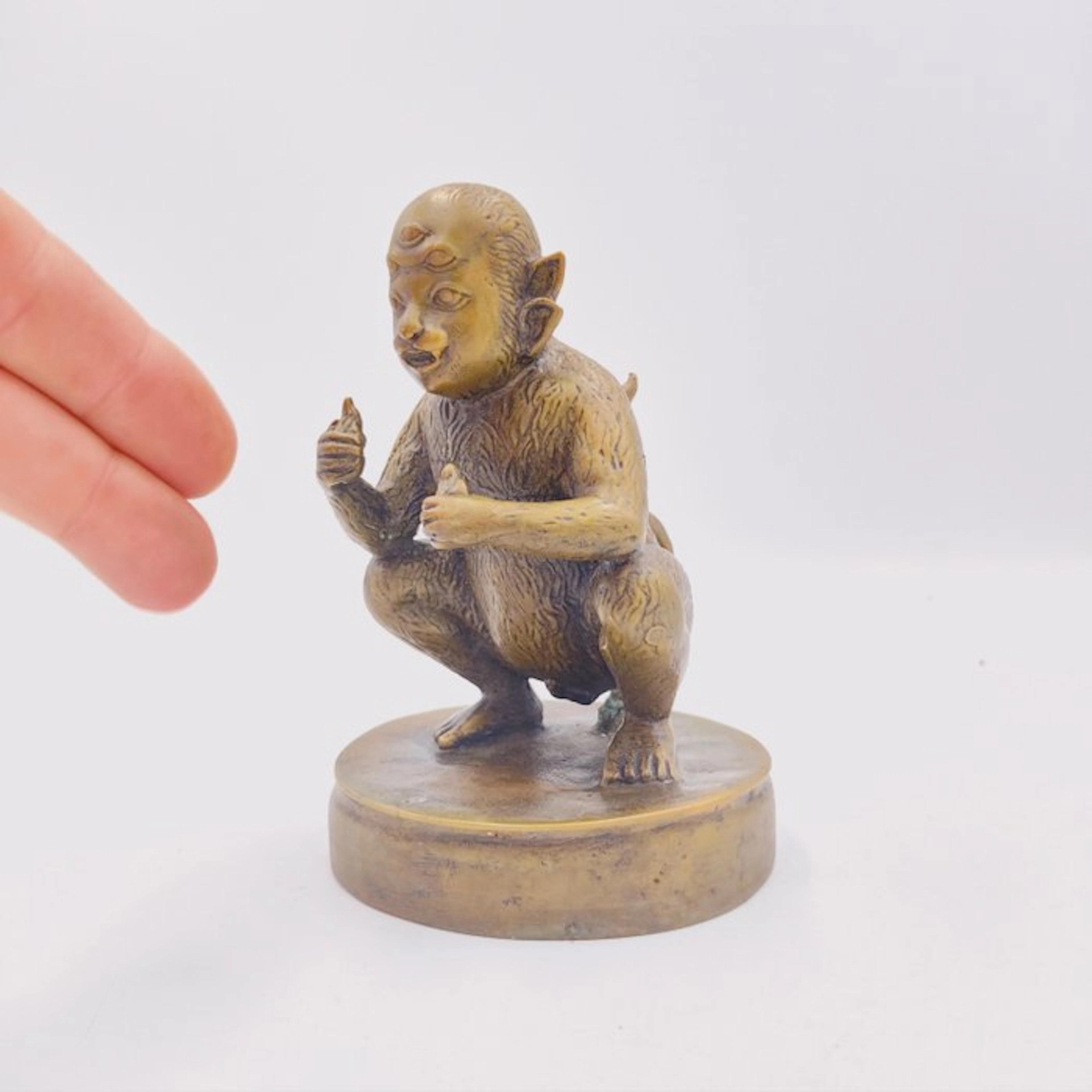 Ancient Indochinese Bronze Rare Monkey Deity Talisman - 115 mm