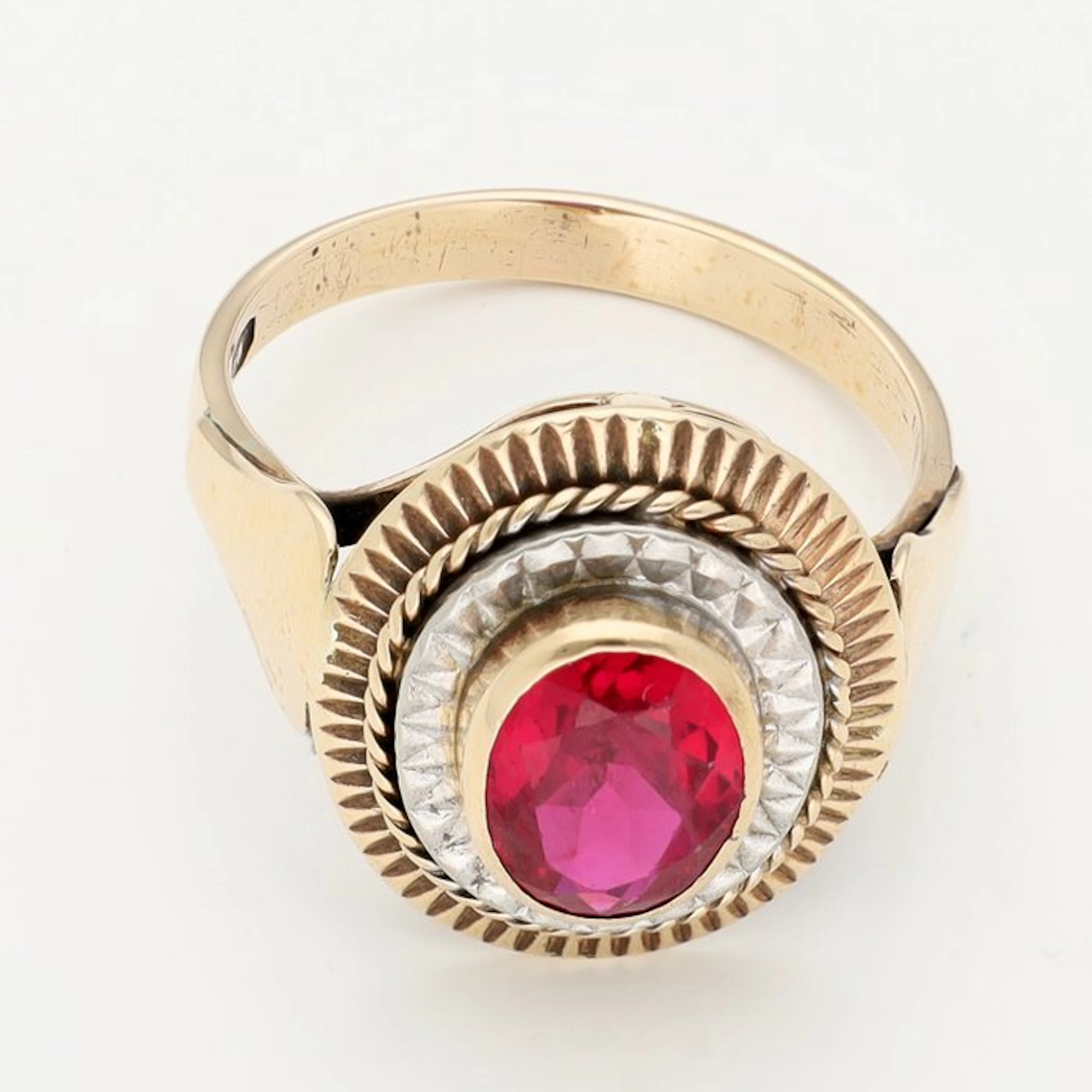 Ring - 9 kt. Yellow gold, White gold - Ruby