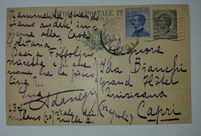Ada Negri - Cartolina postale manoscritta dalla...