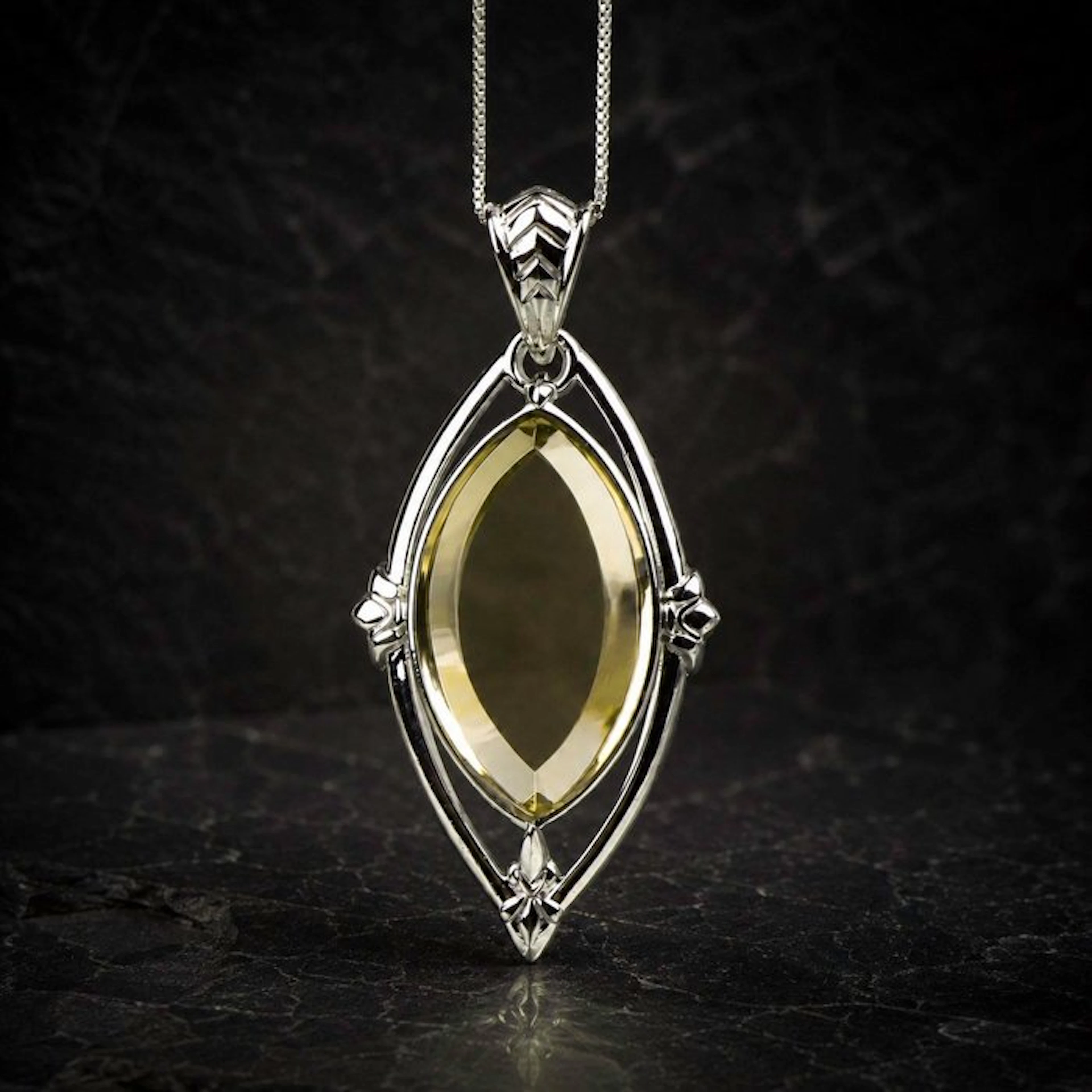 No reserve price - Pendant Silver - Citrine - Certified