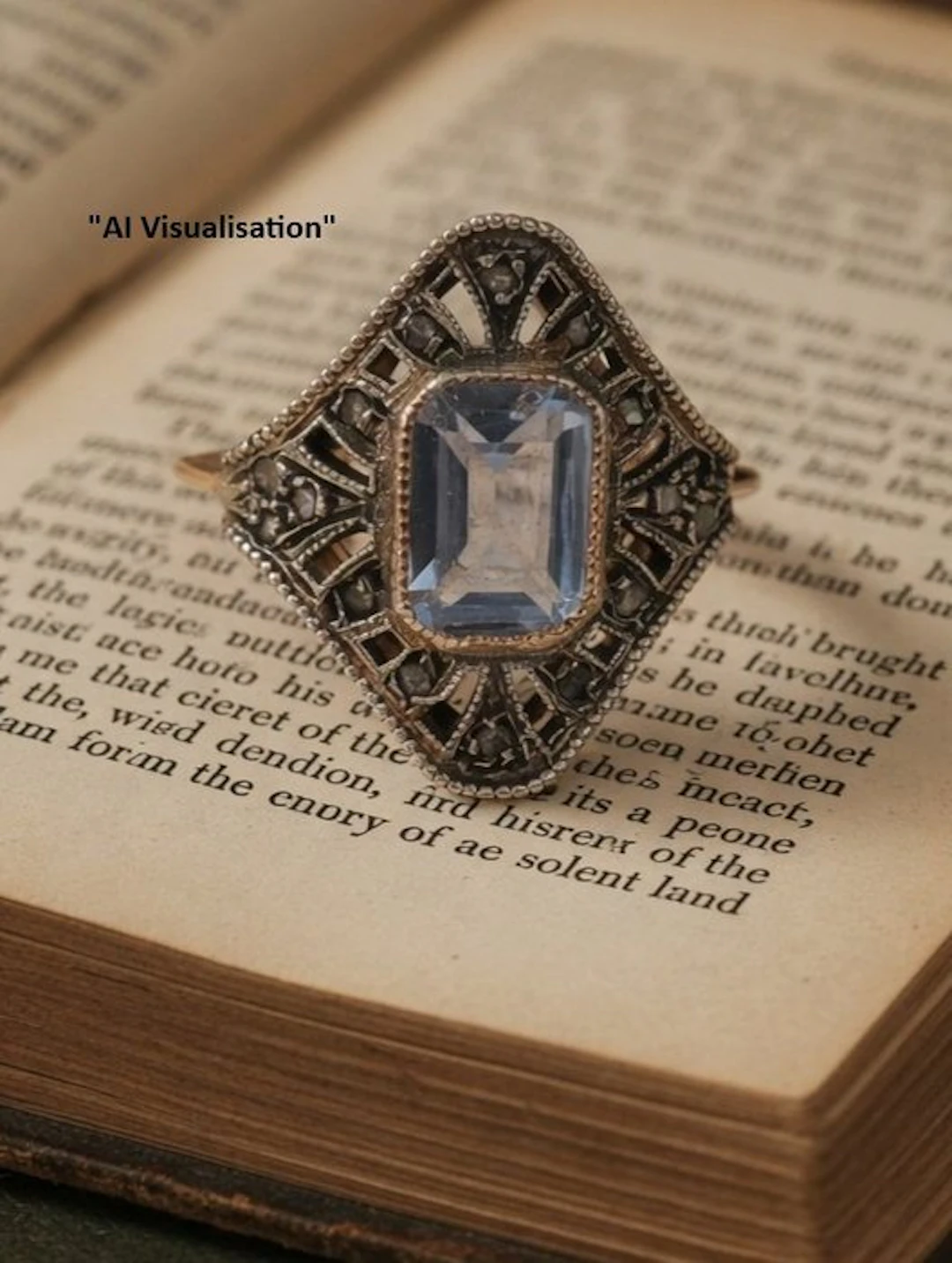 No reserve price - Ring - 9 kt. Silver, Rose gold Aquamarine - Diamond