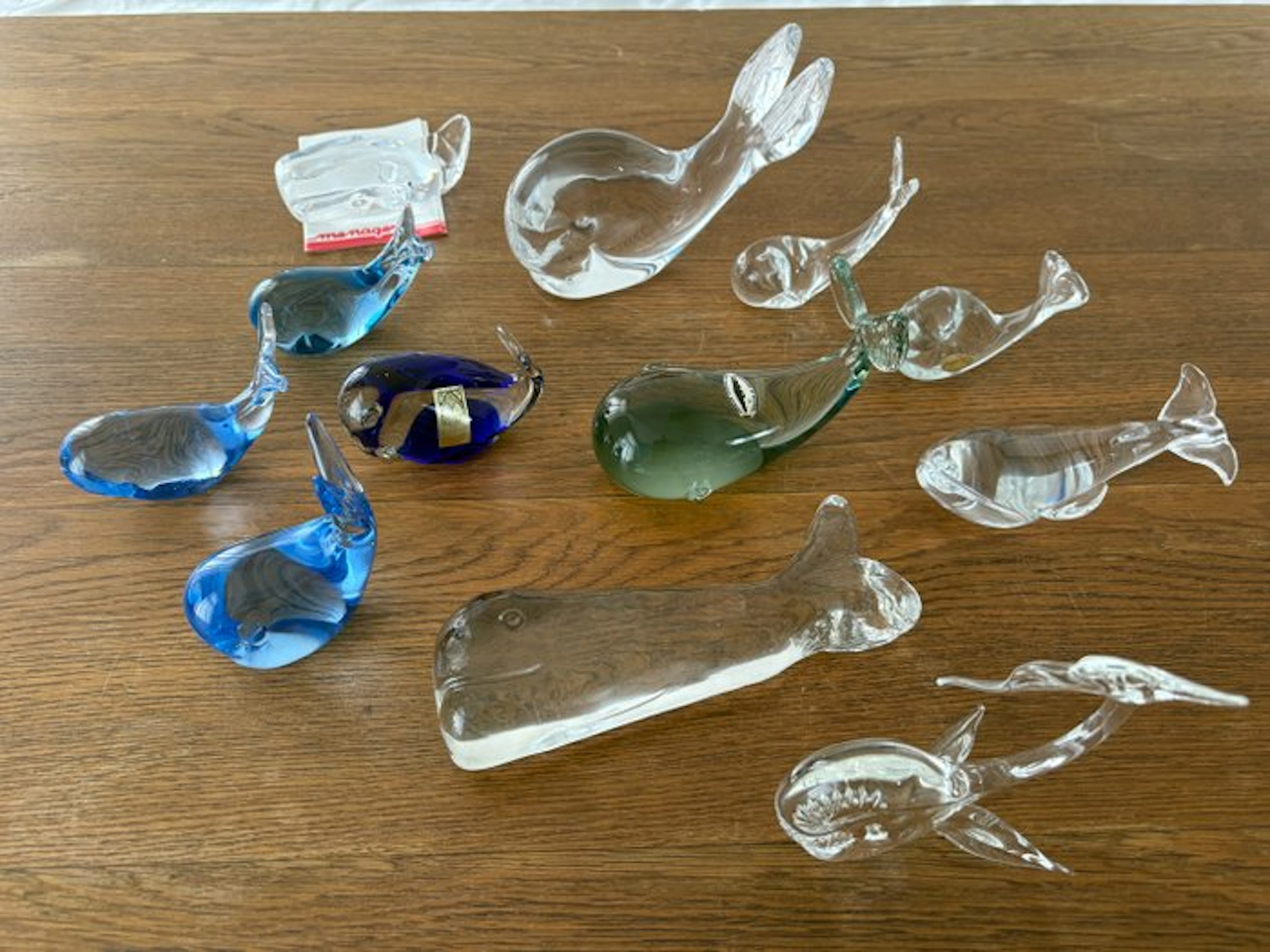 Sculpture, lot van diverse kristallen walvissen - 20 cm - Crystal, Glass