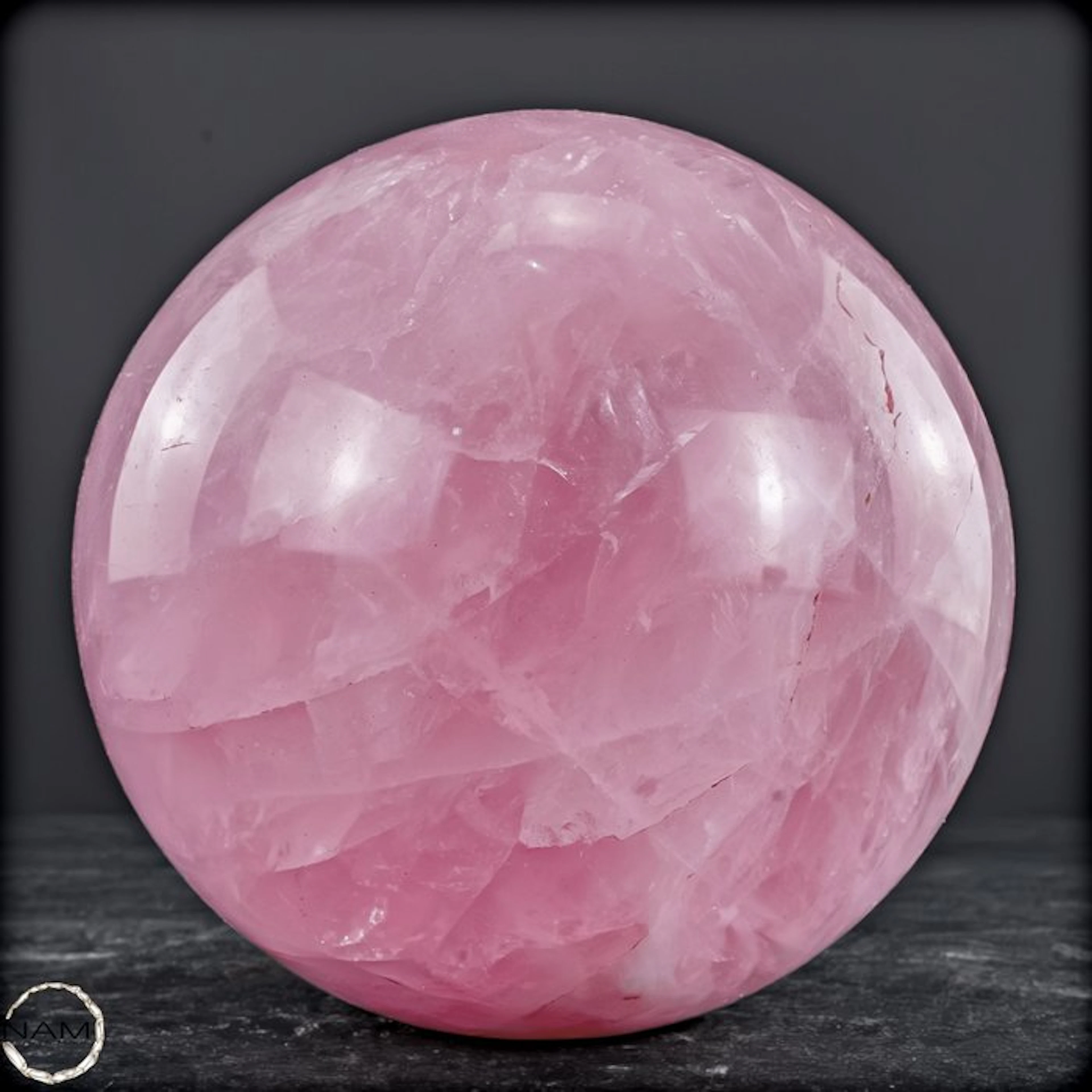 Rose quartz free-form sphere – Elegant one-of-a-kind with...