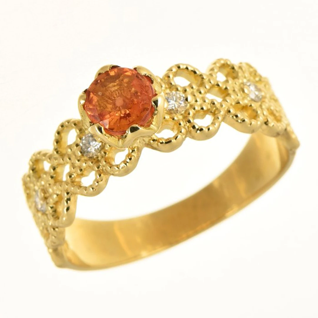 Ring - 14 kt. Yellow gold Citrine - Diamond