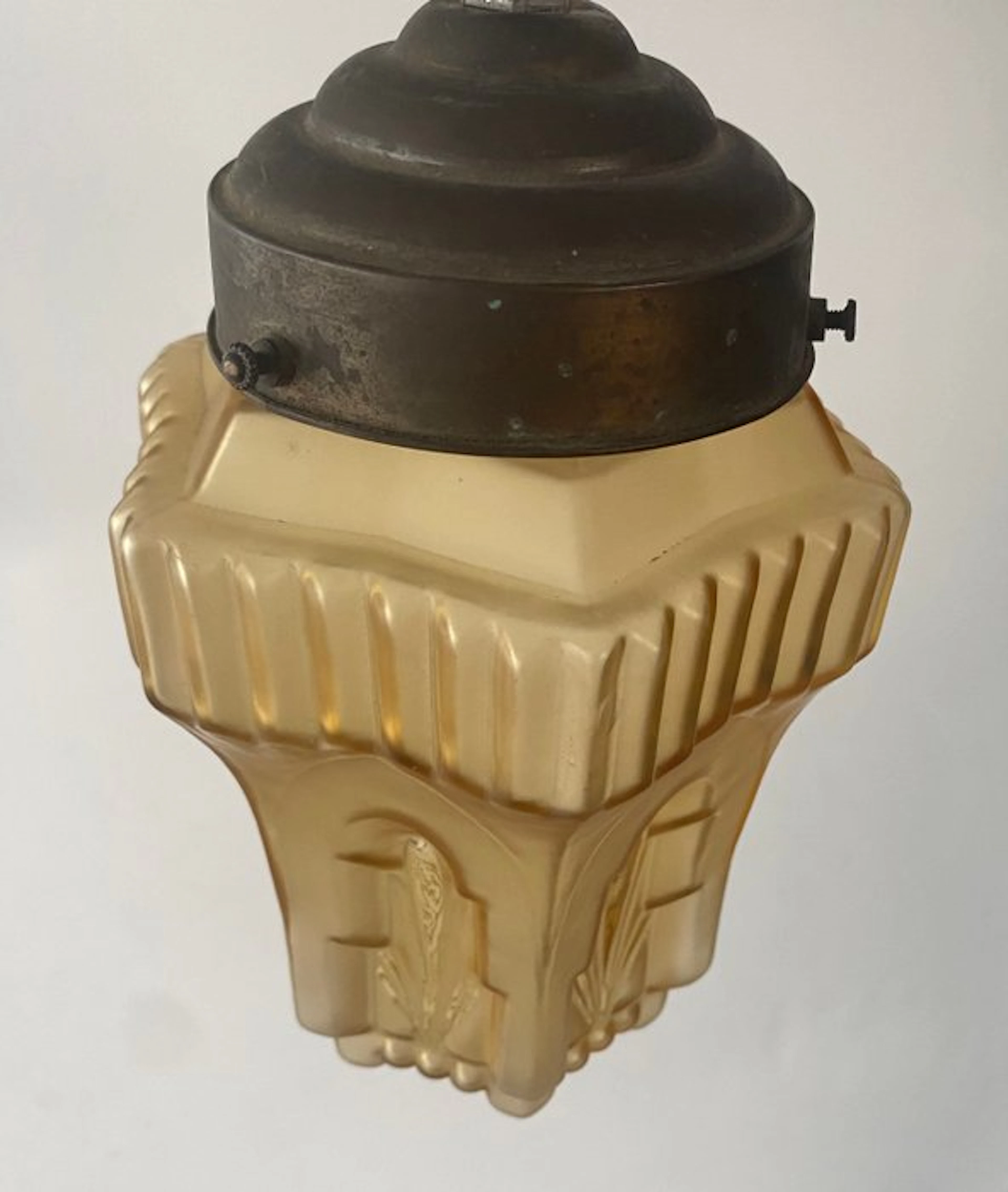 Ceiling lamp - Glass, Metal - Art Deco skyscraper