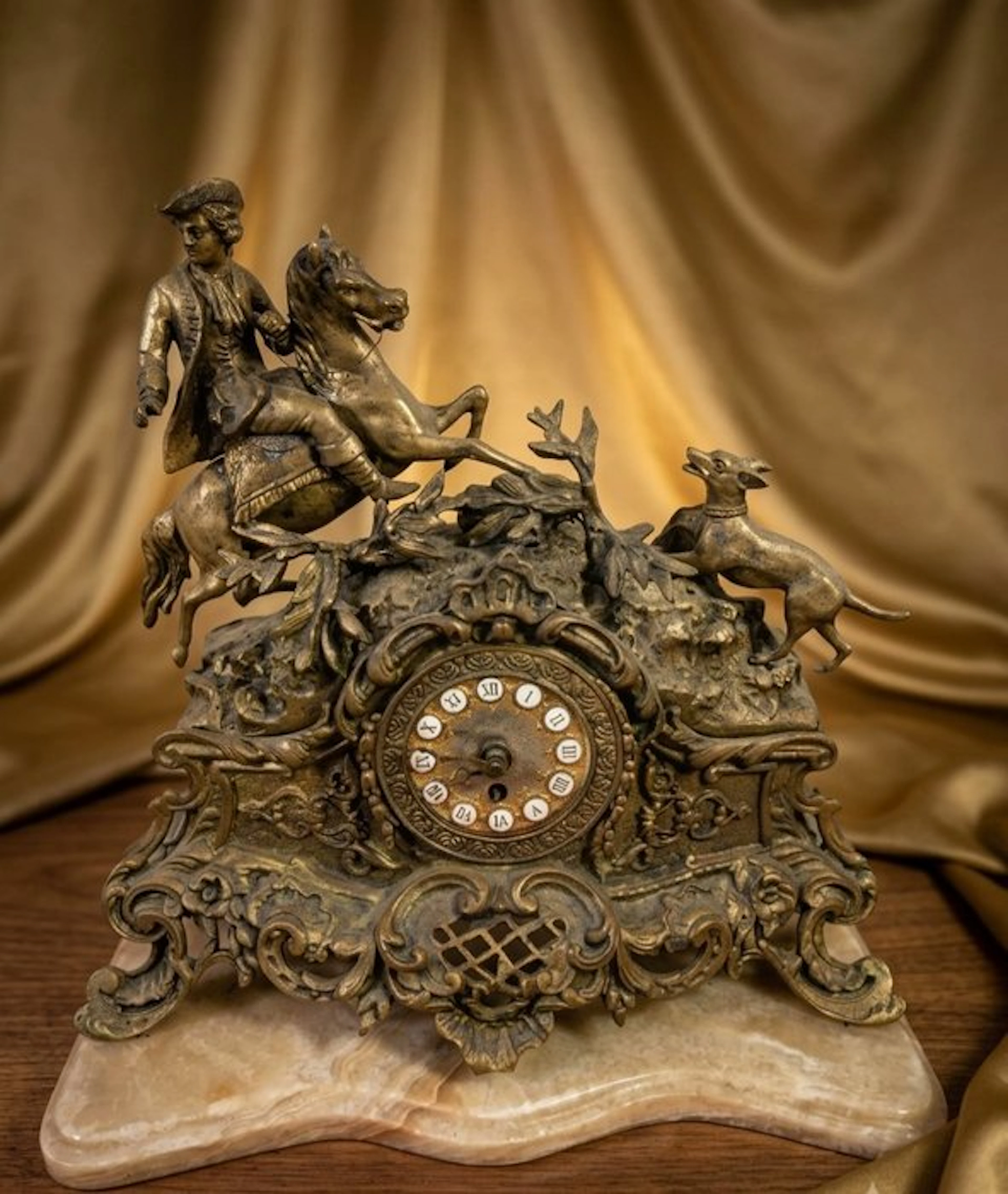 Table/desk clock - Antieke Franse figuurklok- Jager te...