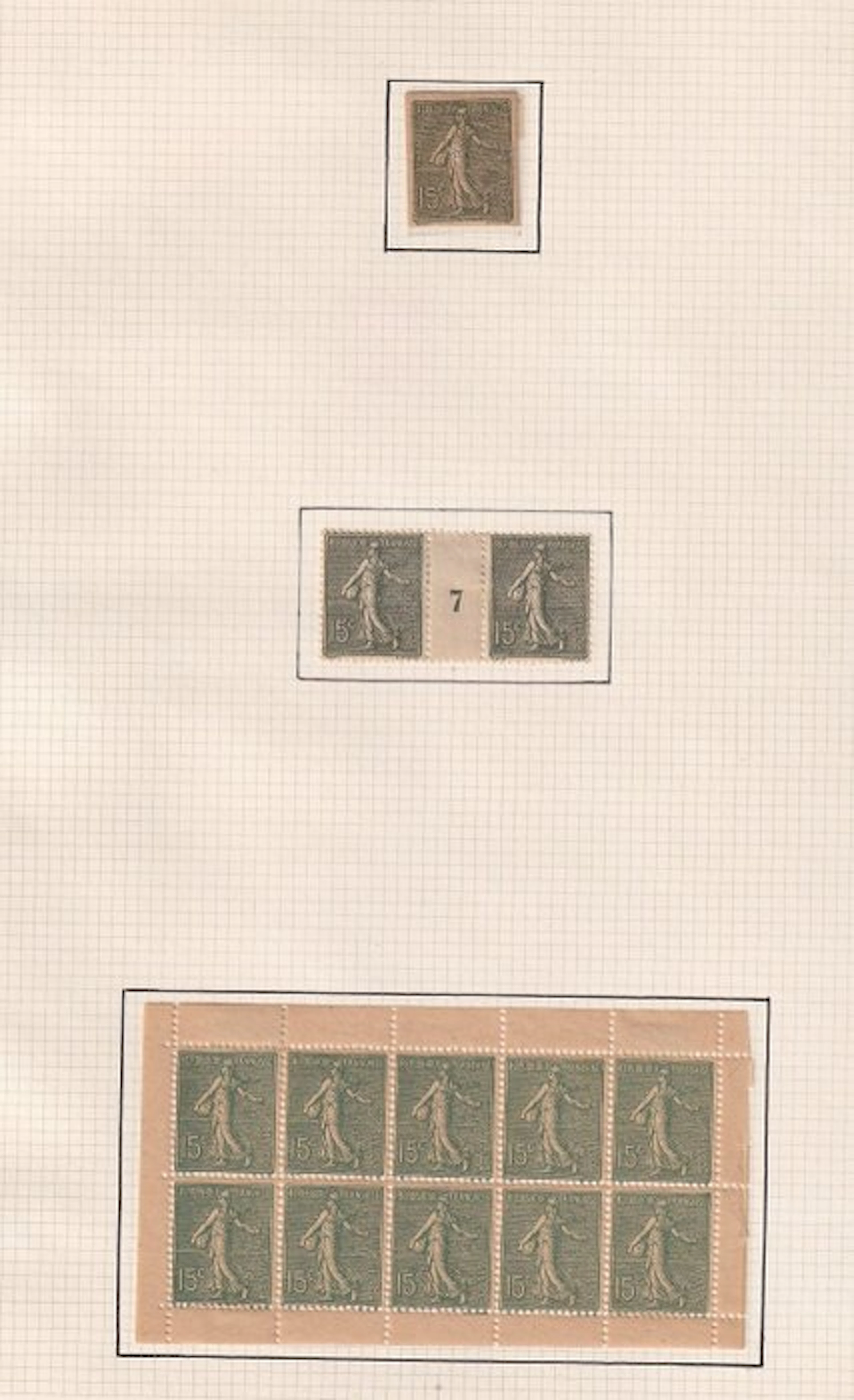France 1903 - côte 750€, variation sur la semeuse 15c - Yvert n°130g, 130l