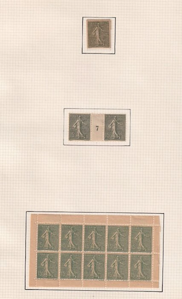 France 1903 - côte 750€, variation sur la semeuse 15c - Yvert n°130g, 130l