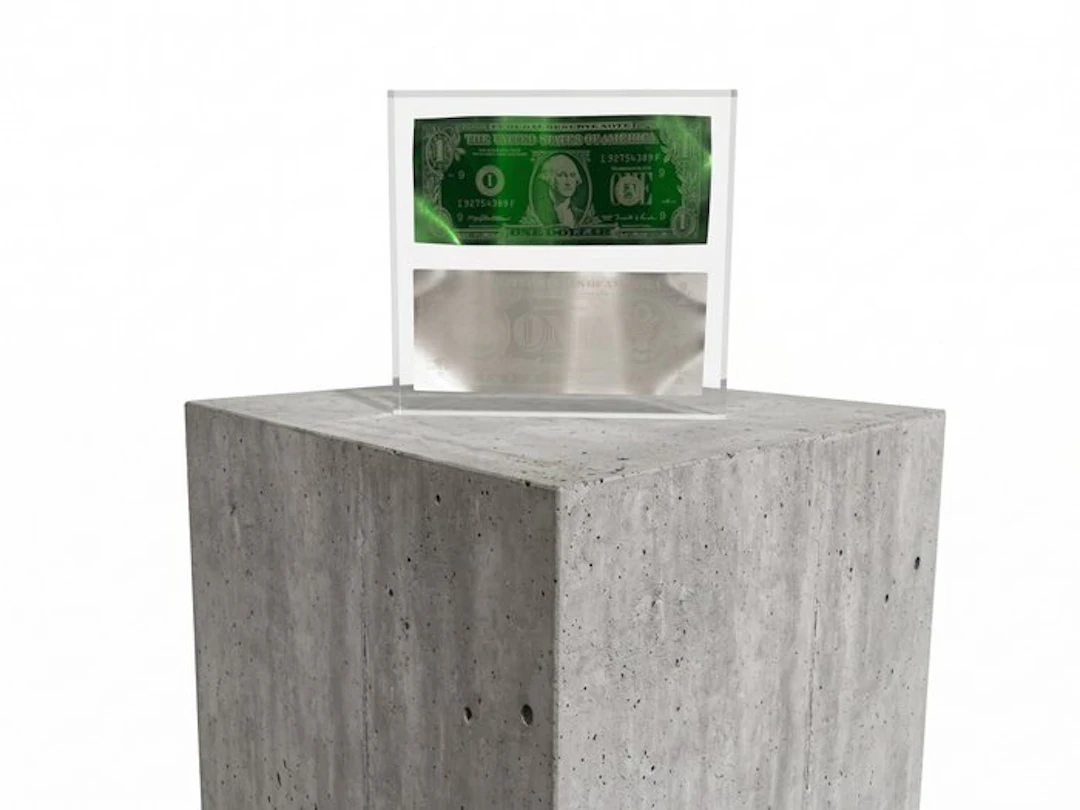 Karl Lagasse - NEW Sculpture *Double One dollar Green & Silver Inclusion*
