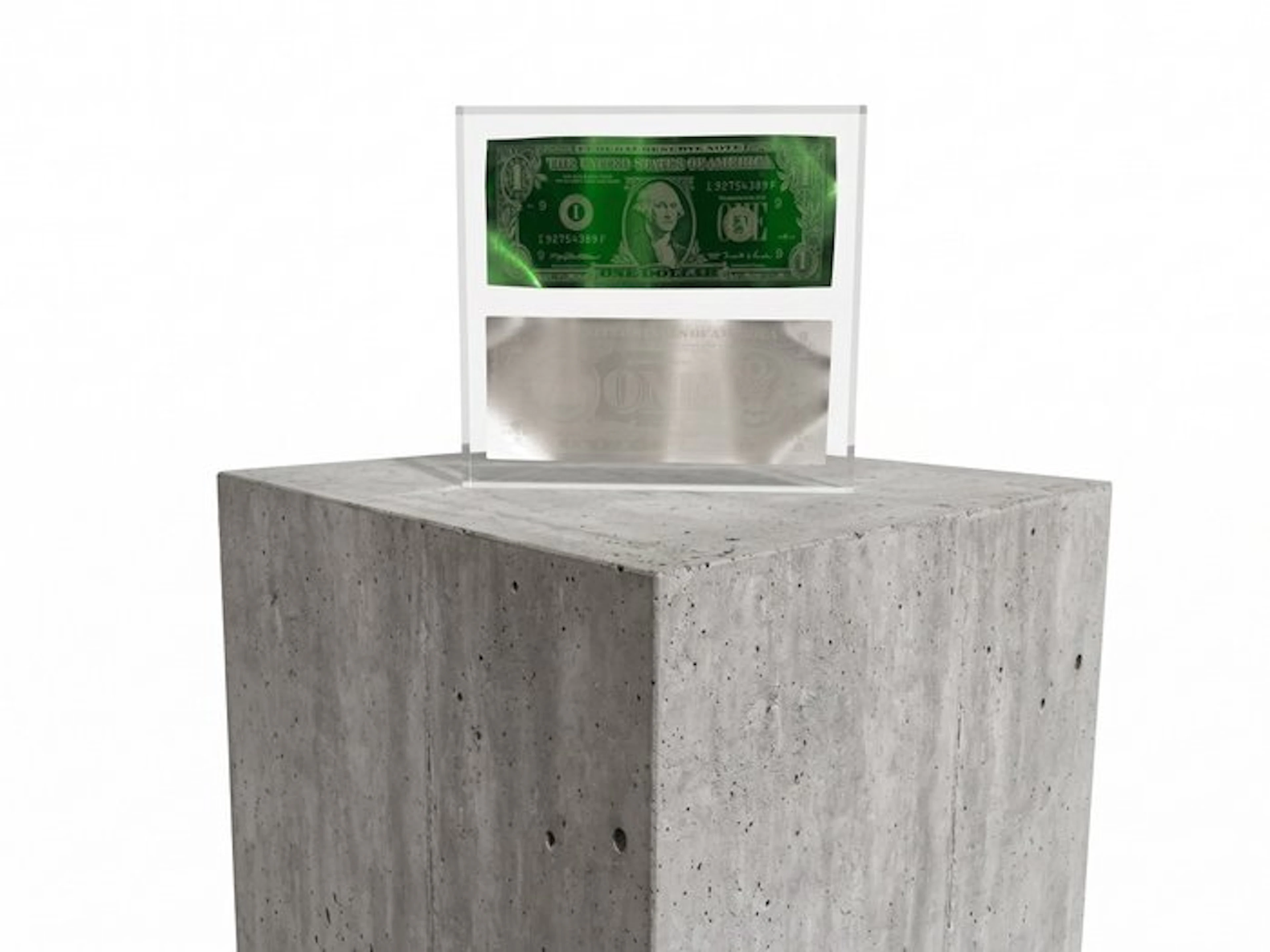 Karl Lagasse - NEW Sculpture *Double One dollar Green & Silver Inclusion*