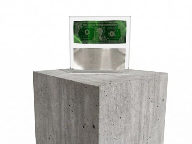 Karl Lagasse - NEW Sculpture *Double One dollar Green & Silver Inclusion*