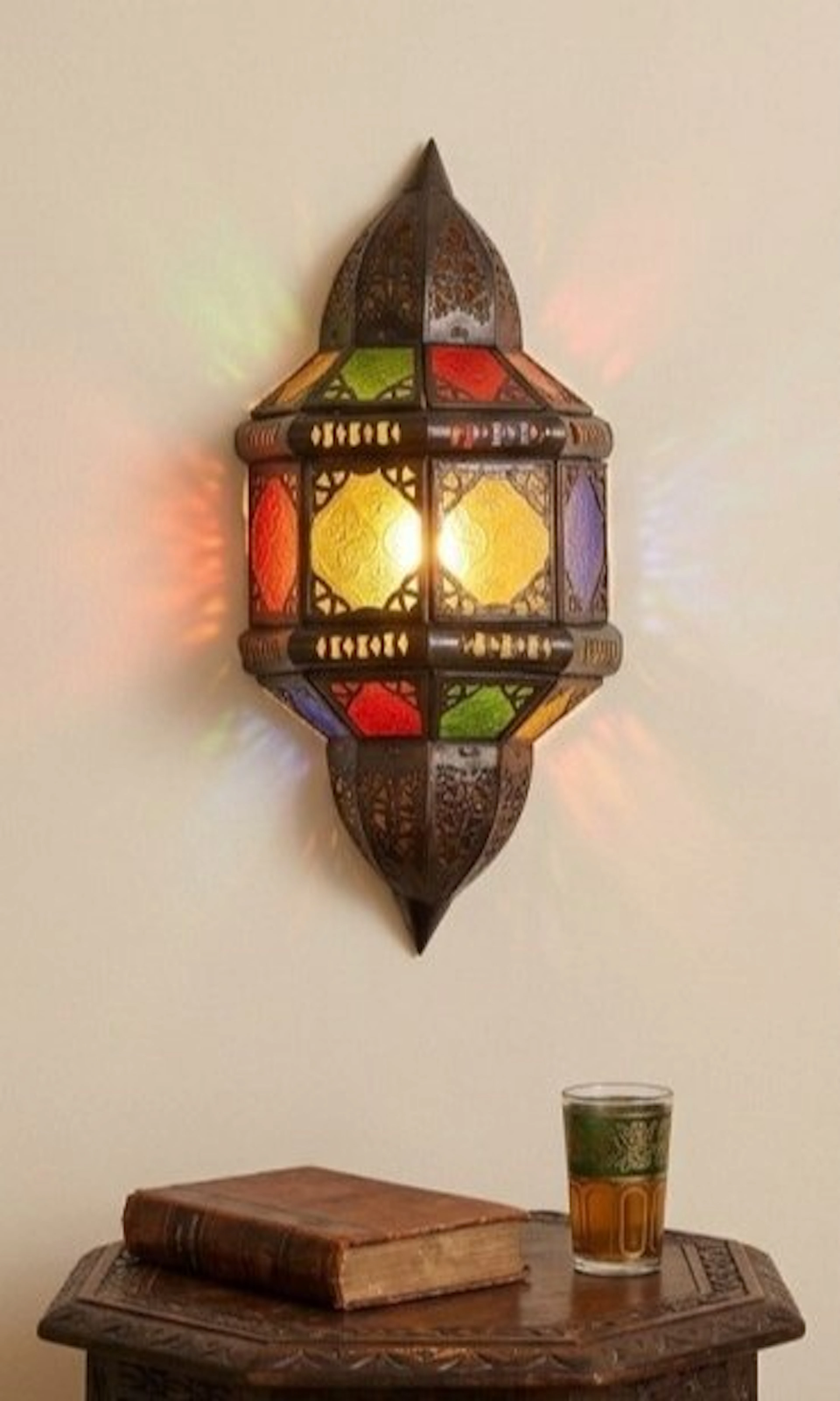 Wall sconce - Brass, Crystal - handmade wall sconce