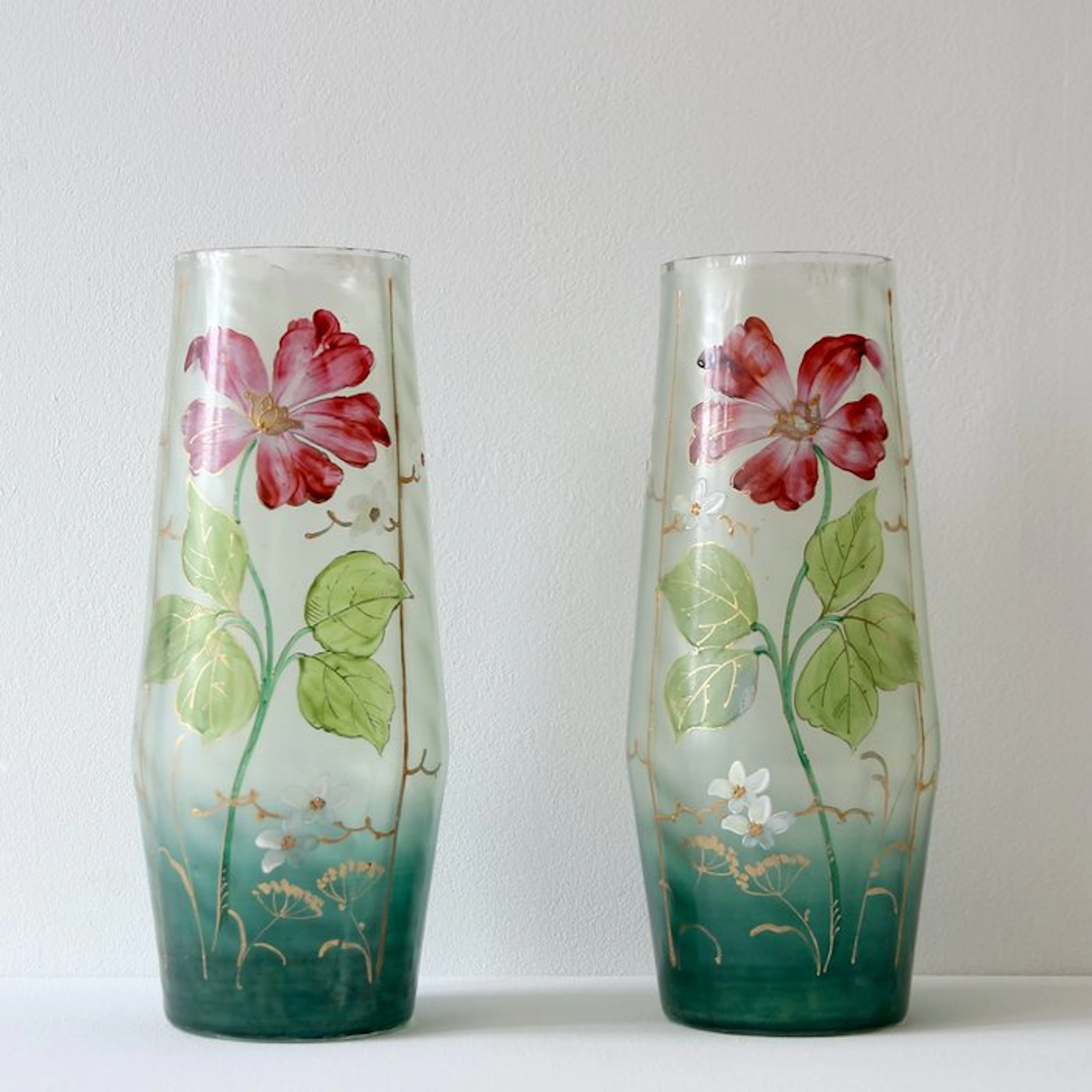 Vase (2) - Enamelled glass
