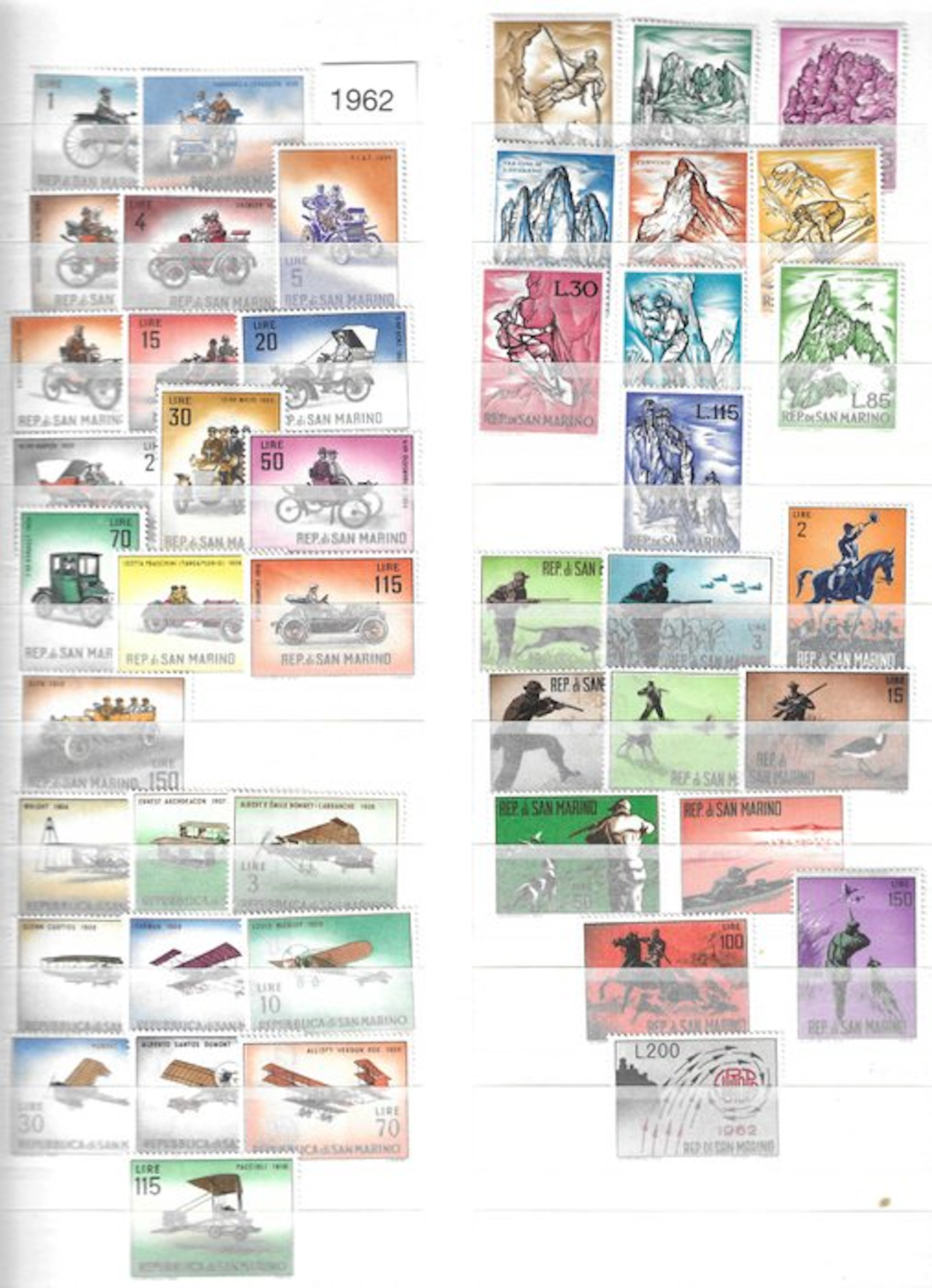 San Marino - New stamps from 1962 to 2001
