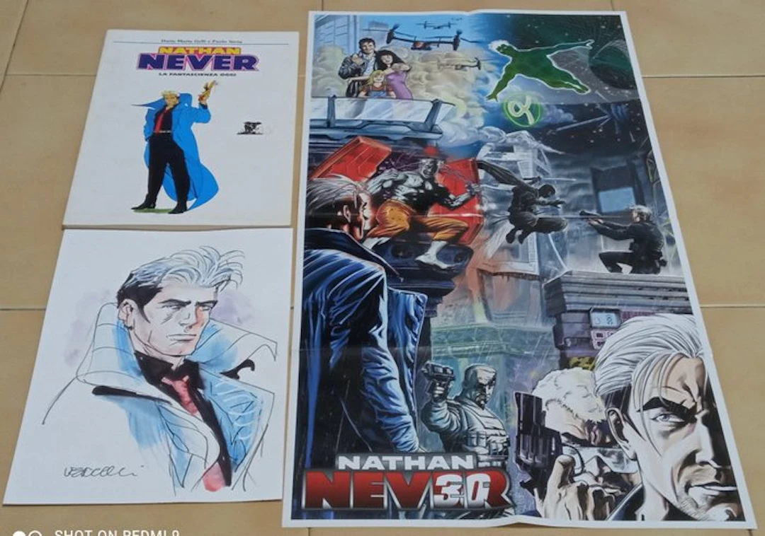 Vercelli, Gino - Poster + Comic + Original drawing - Nathan Never