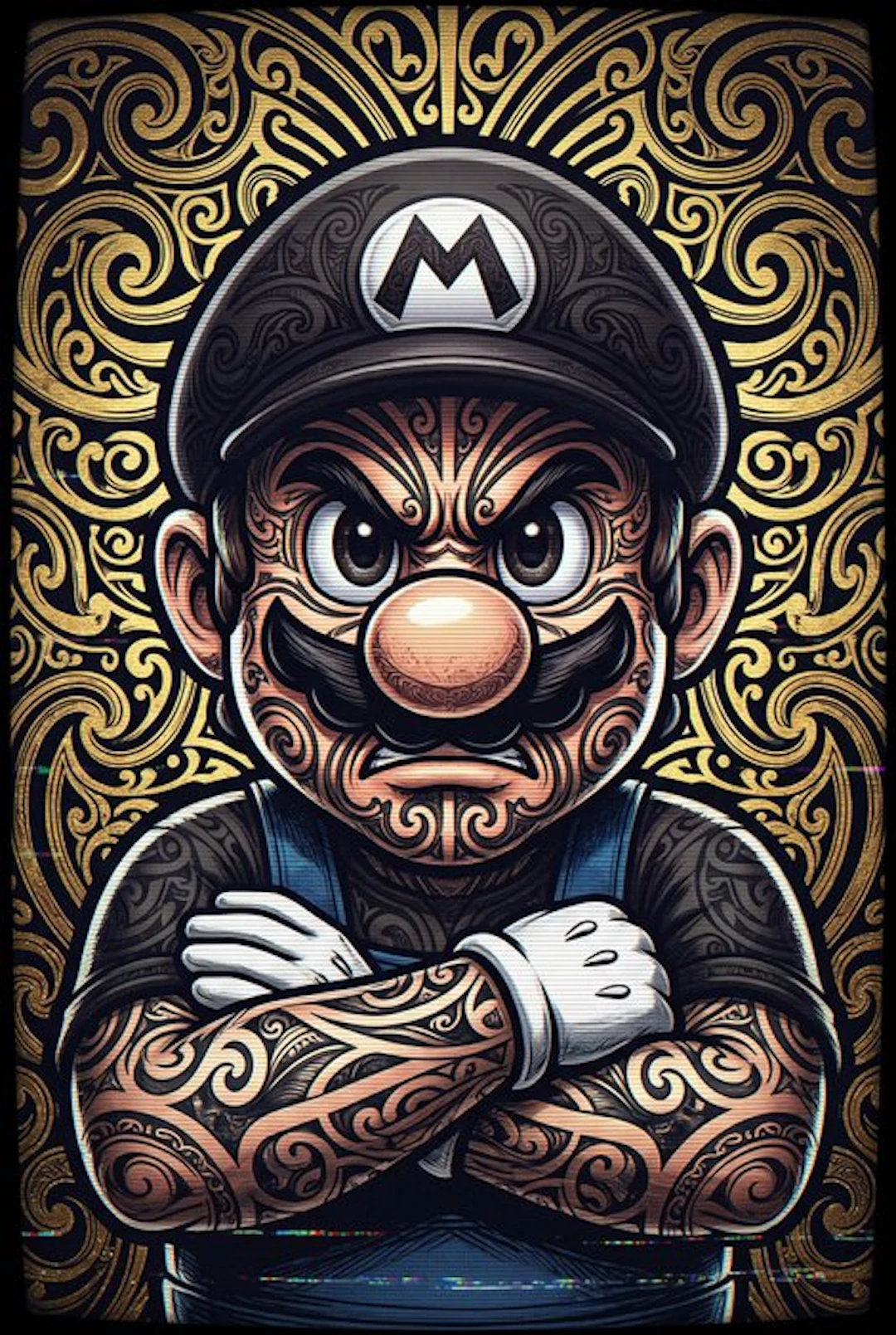 Artxlife - Super Mario Maori Tatoo Black&Gold
