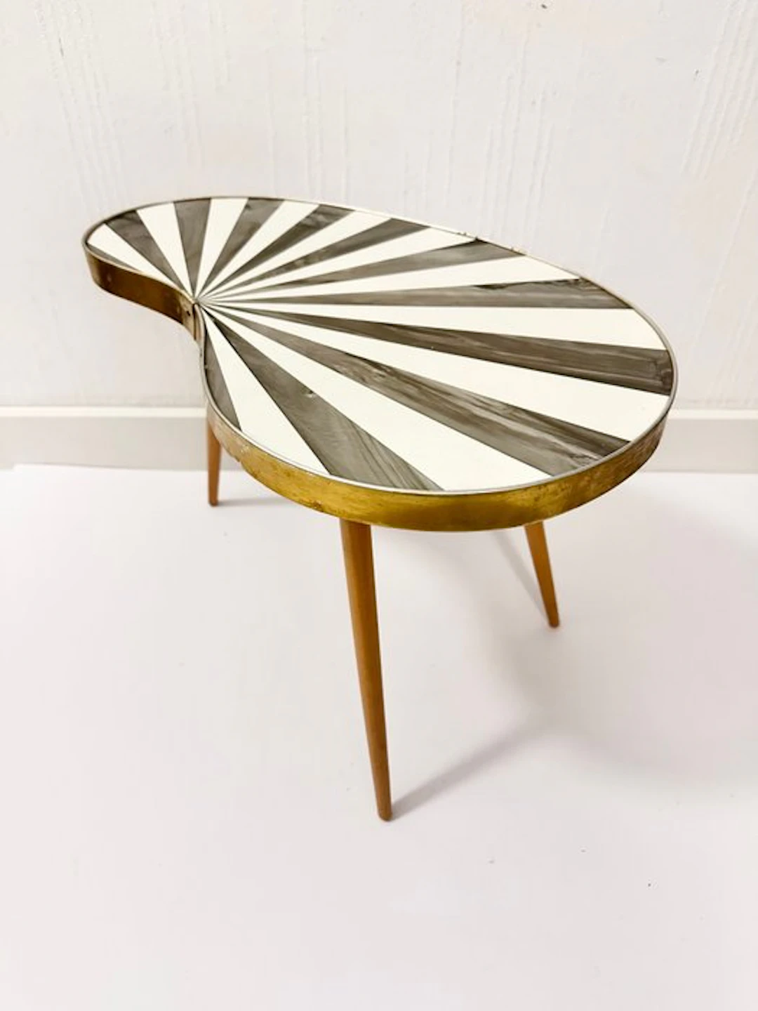 Side table - laminate, Wood, Brass - Original vintage