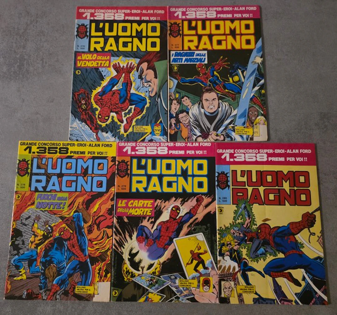 Uomo Ragno n. 276/280 - sequenza completa - 5 Comic - First edition - 1970