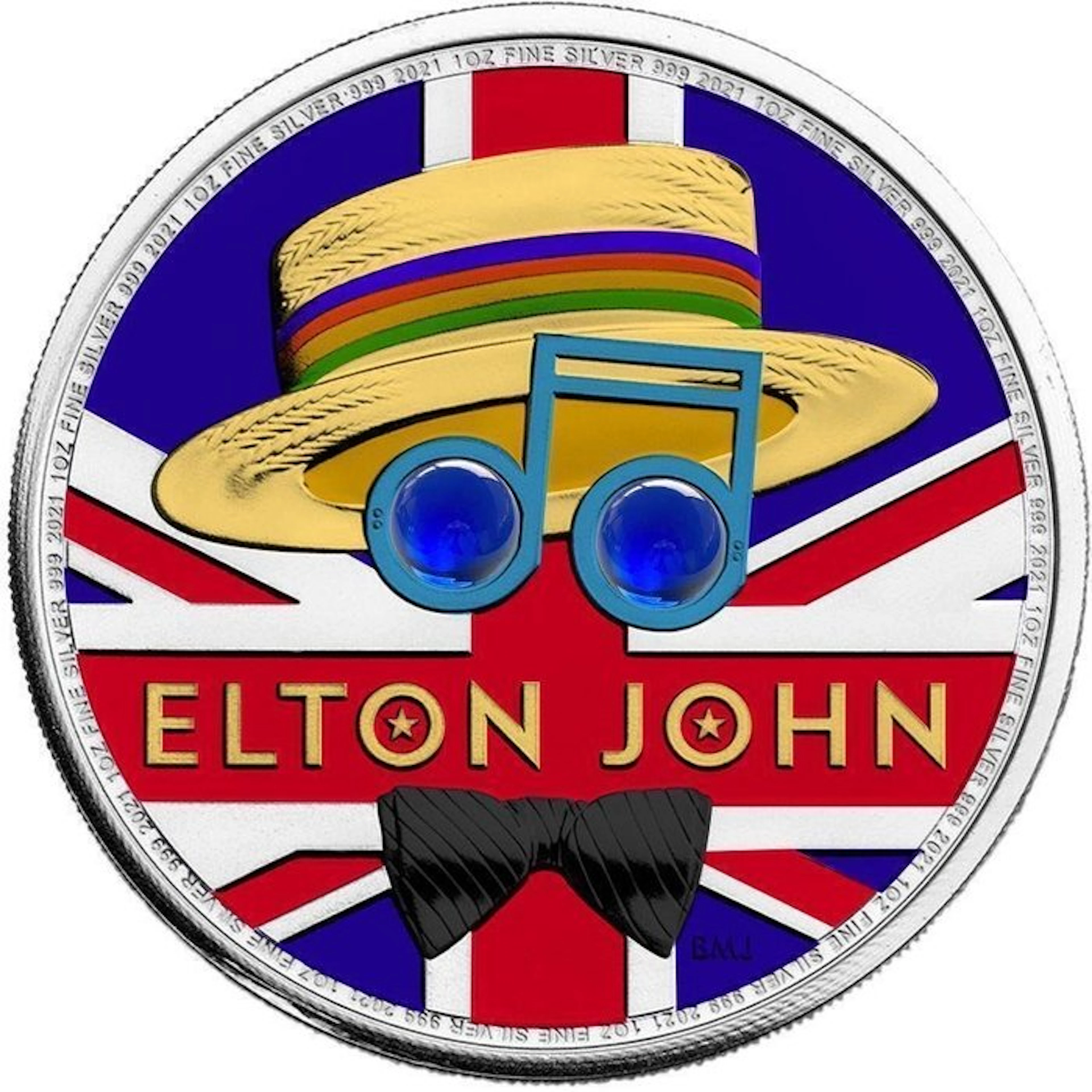 United Kingdom. 2 Pounds 2021 Music Legends- Elton John, 1 Oz (.999)