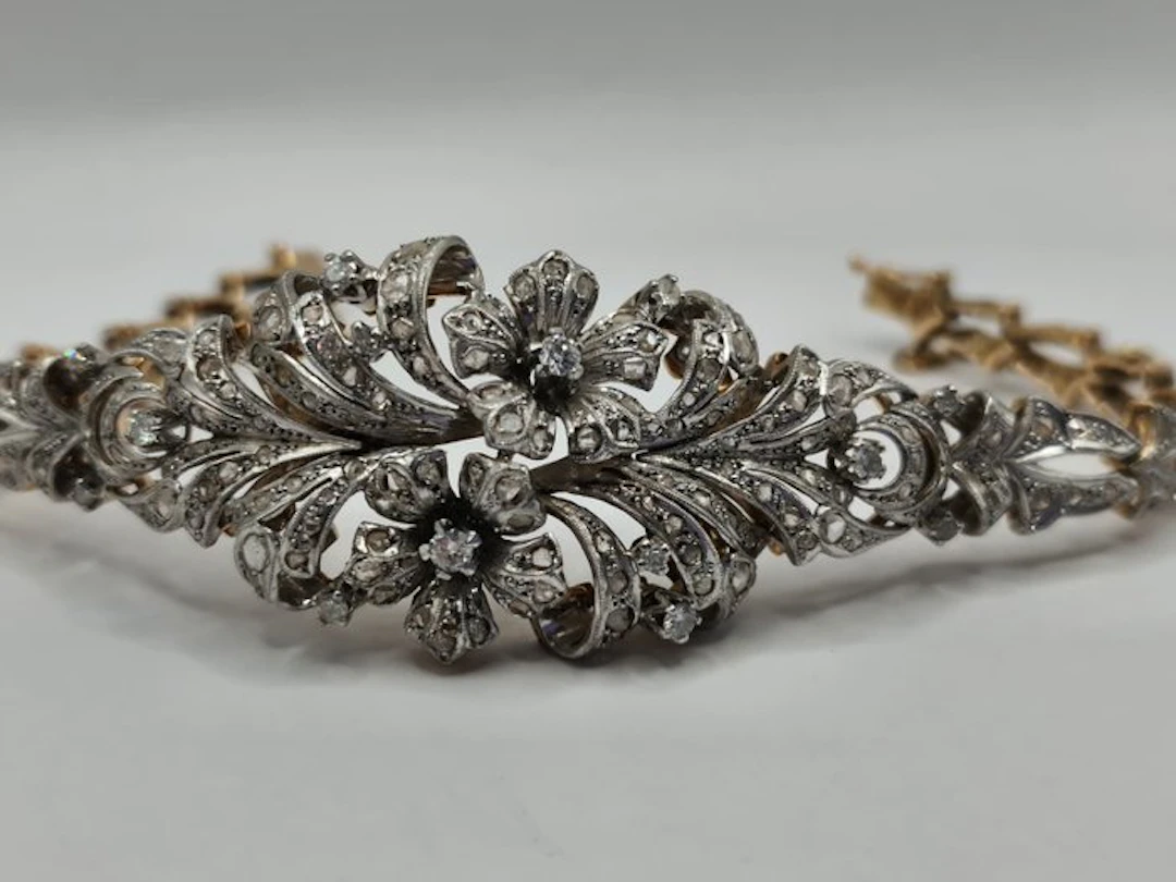 Bracelet - 18 kt. Yellow gold, Platinum - 3.50ct. tw. - Diamond - Art Deco