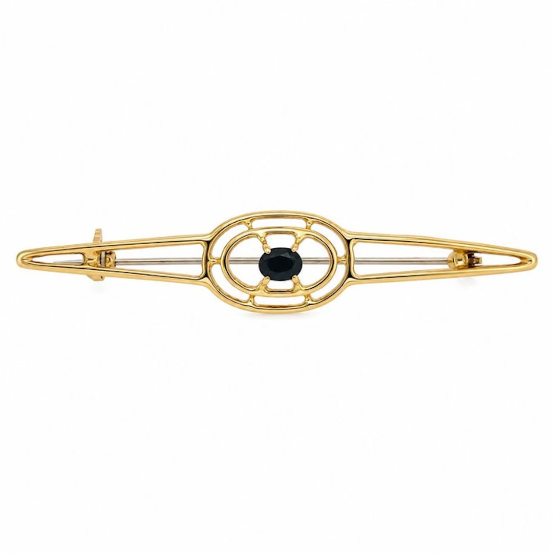 Brooch - 18 kt. Yellow gold - 0.20ct. tw. Sapphire - Made in Italy - Handmade
