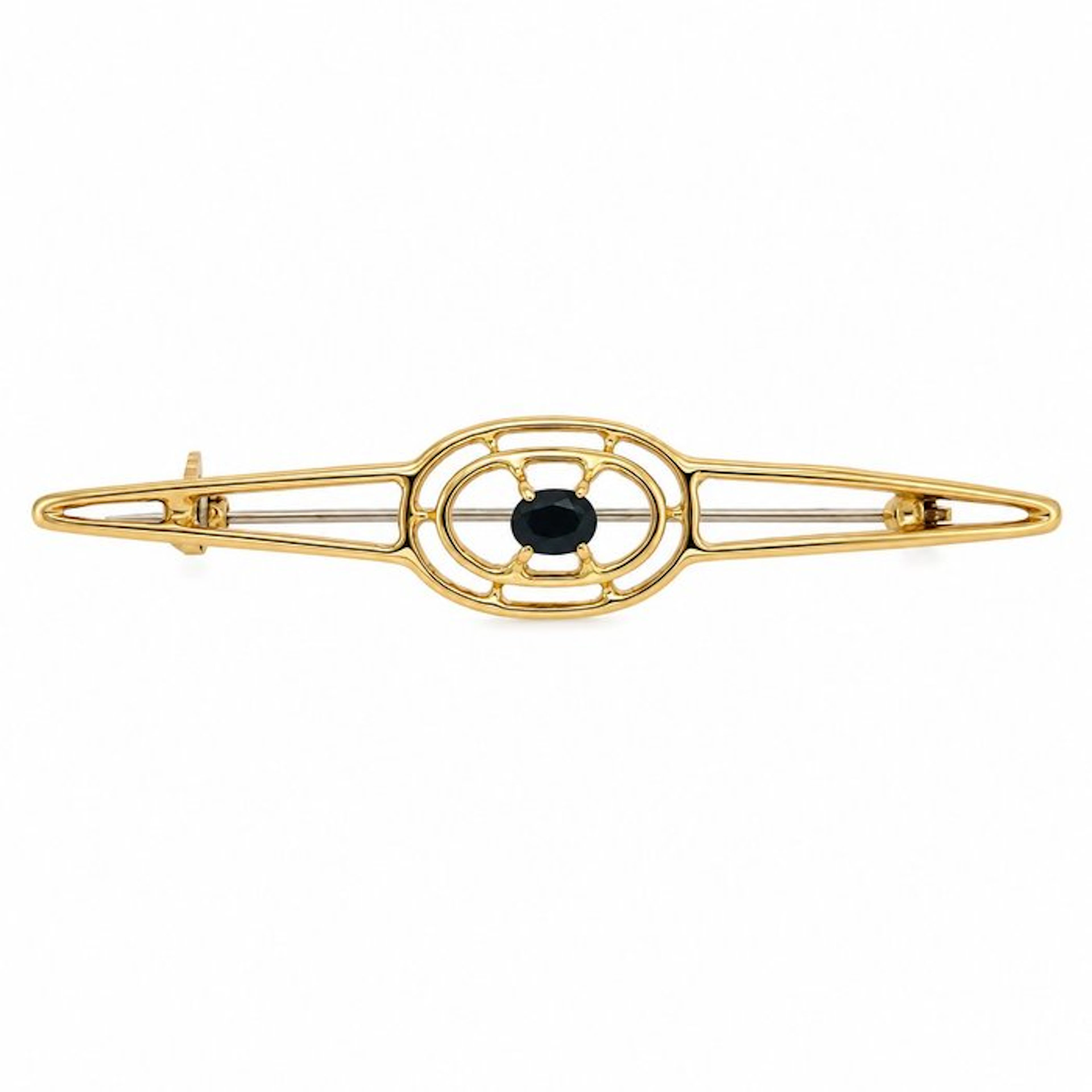 Brooch - 18 kt. Yellow gold - 0.20ct. tw. Sapphire - Made in Italy - Handmade