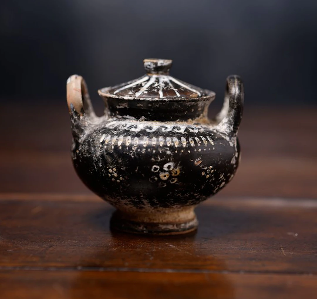Ancient Greece, Ceramic Wedding Lebes with Lid - 8 cm