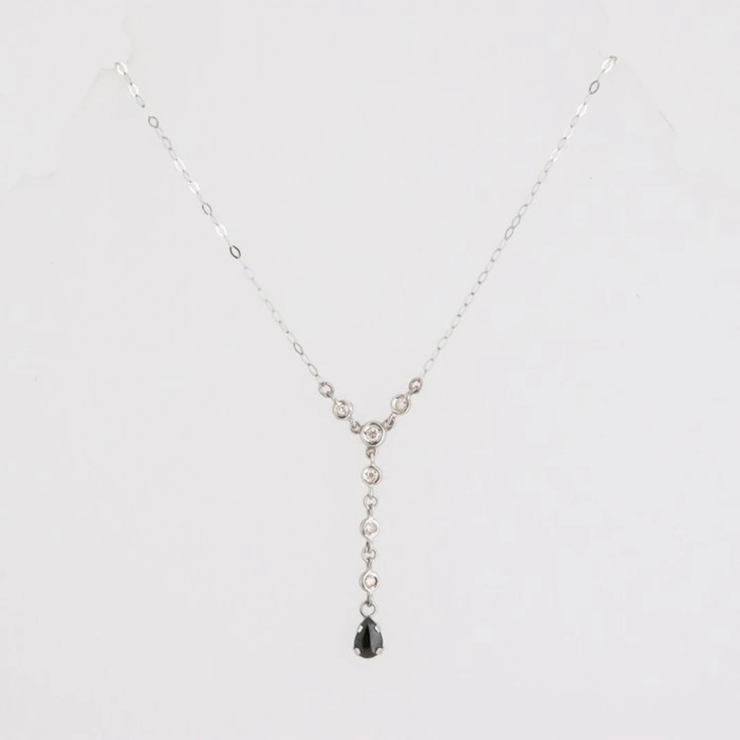 Pendant - 18 kt. White gold Sapphire - Diamond