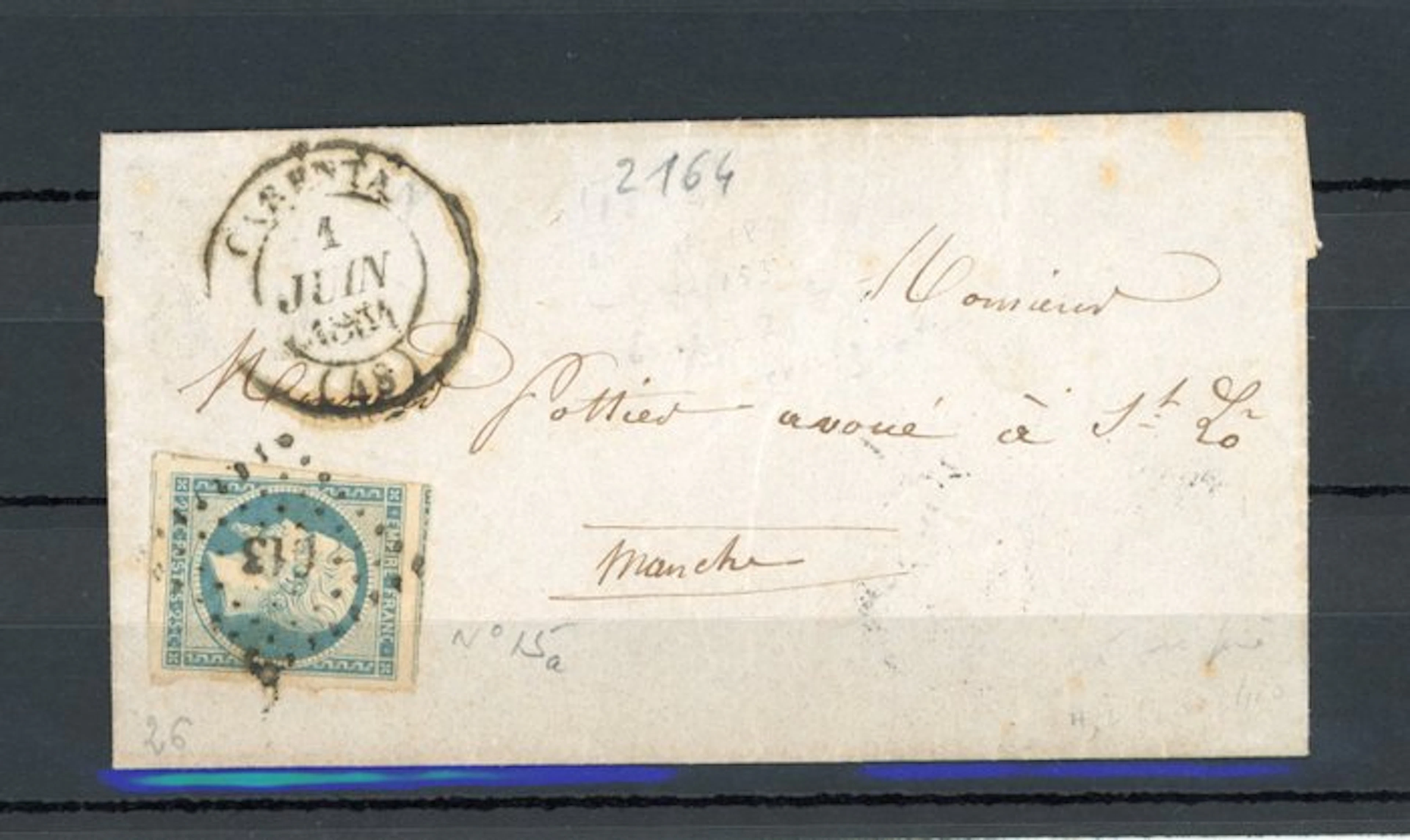 France 1854 - Superb 25 ct milky blue
