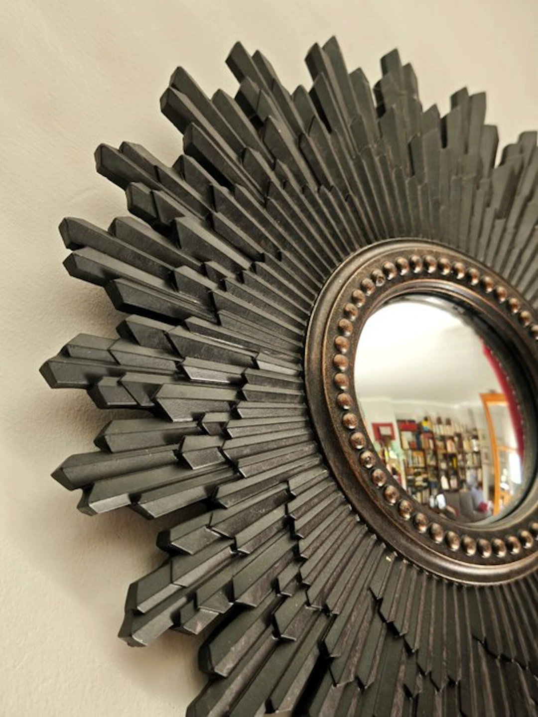 Wall mirror- Witch's Eye / Butler - Glass, Resin - Black Convex Sun Mirror