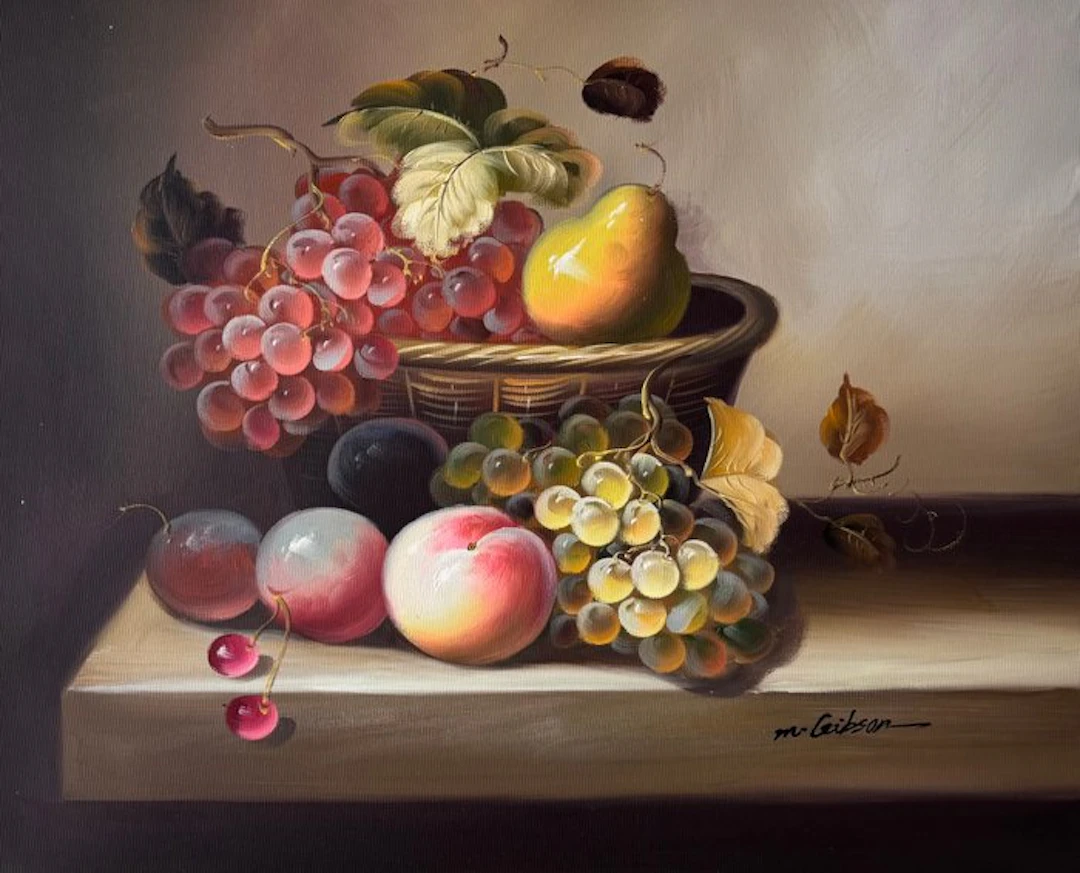M. Gibson (XX) - Bodegón clásico de frutas