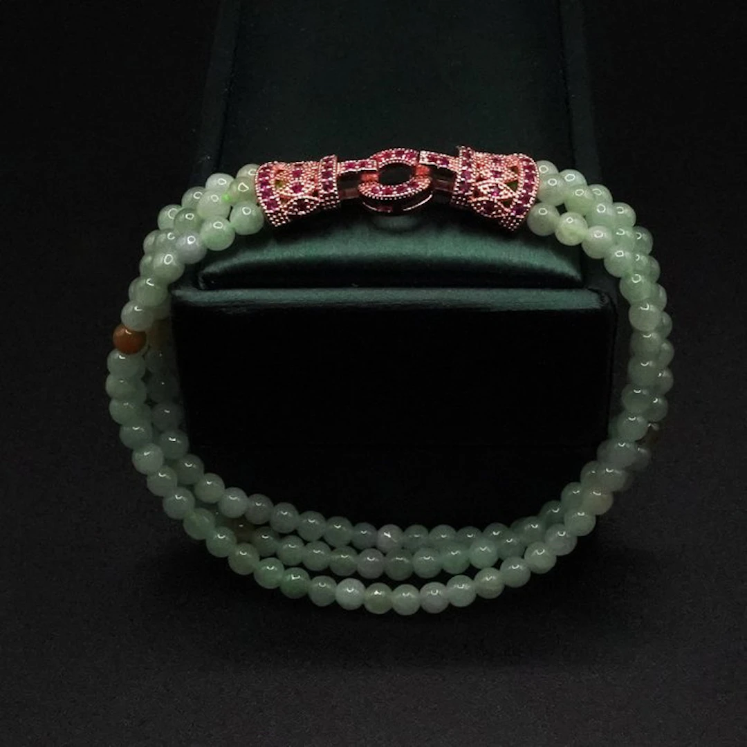 NGTC Certified Natural Jadeite Bracelet - Elegant Green...