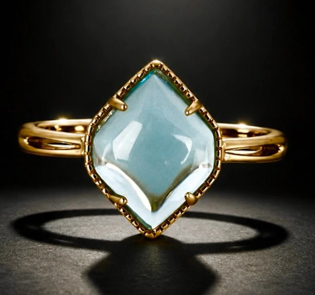 925 sterling silver, gold-plated, aquamarine - Ring