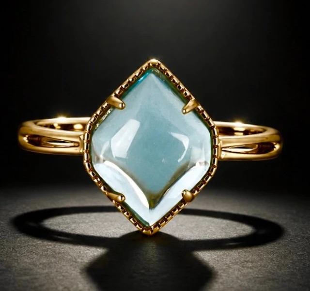 925 sterling silver, gold-plated, aquamarine - Ring