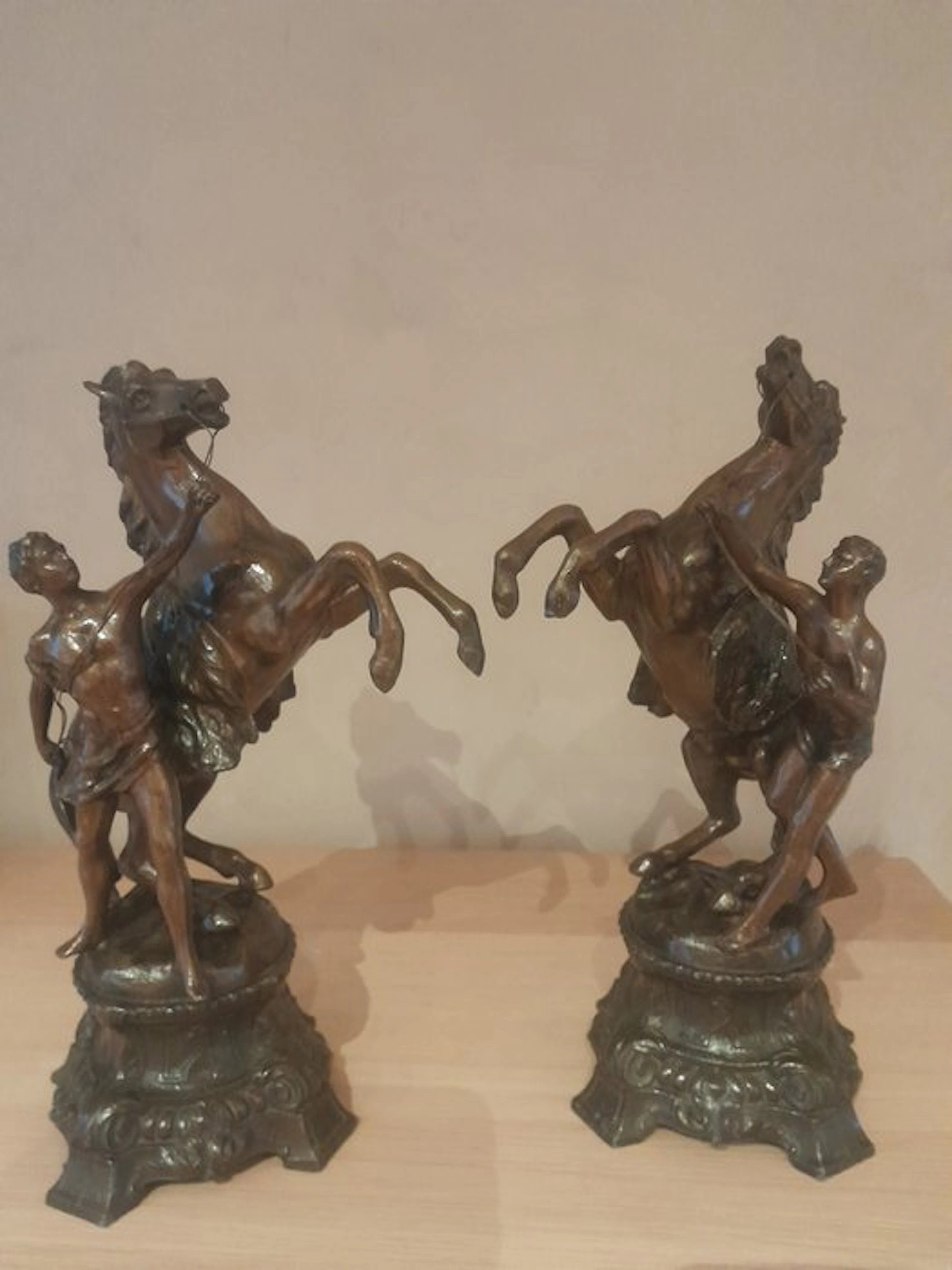 Naar Guillaume Coustou - Statue, LES CHEVAUX DE MARLY - 38 cm - Spelter
