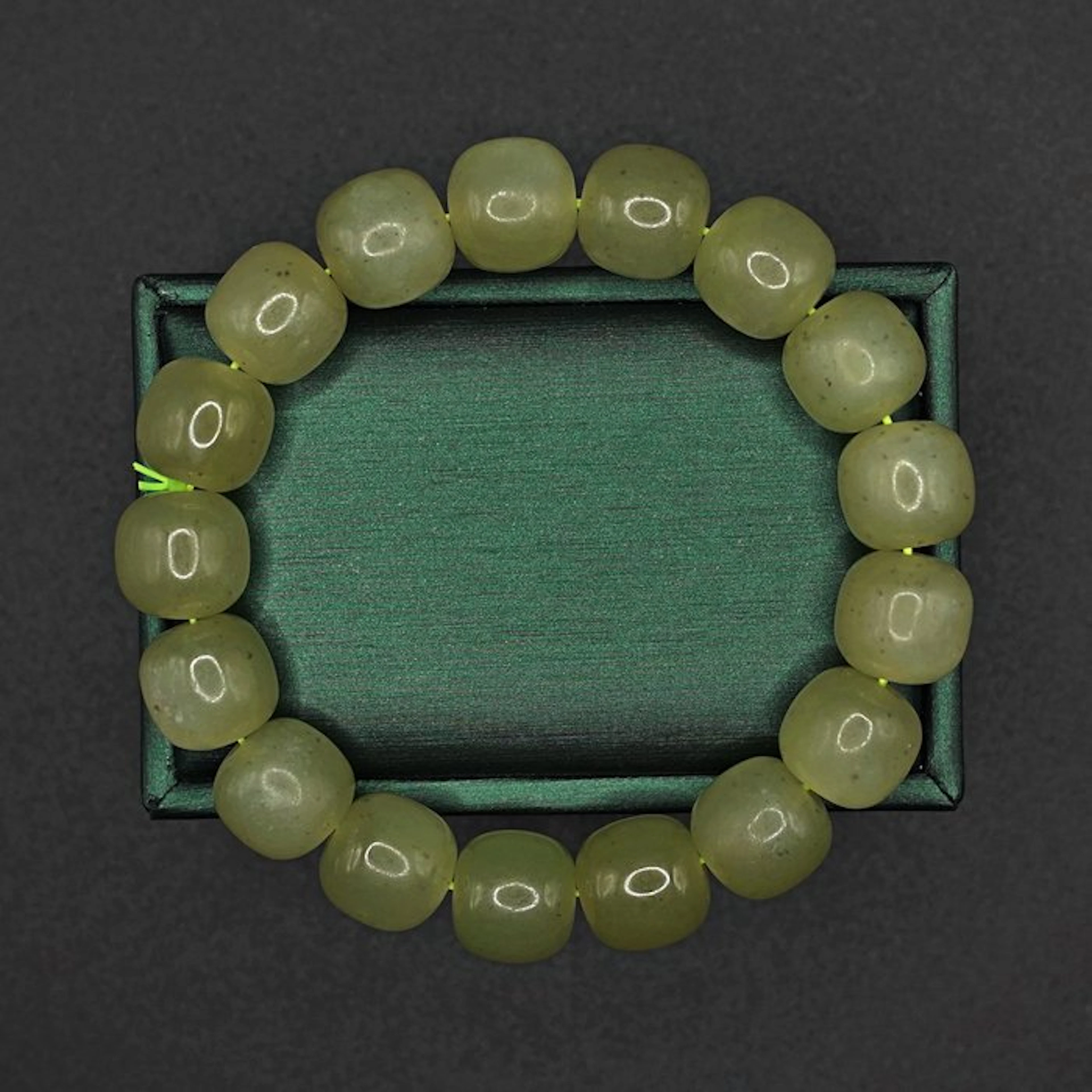 Natural Hetian Nephrite Jade Bracelet – Polished Barrel Beads