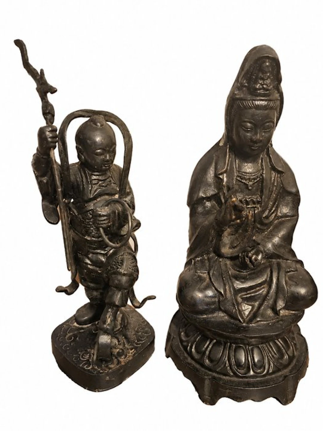 stamped Guanyin & Nezha - With Xuande Reign - Bronze - China - 20th century