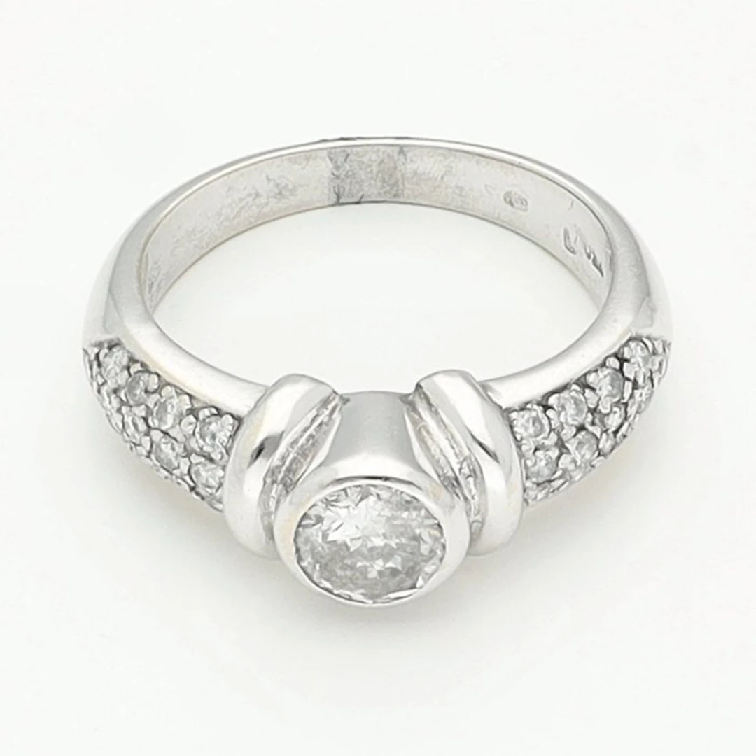 No reserve price - Ring - 18 kt. White gold - 0.95ct. tw. Diamond (Natural)