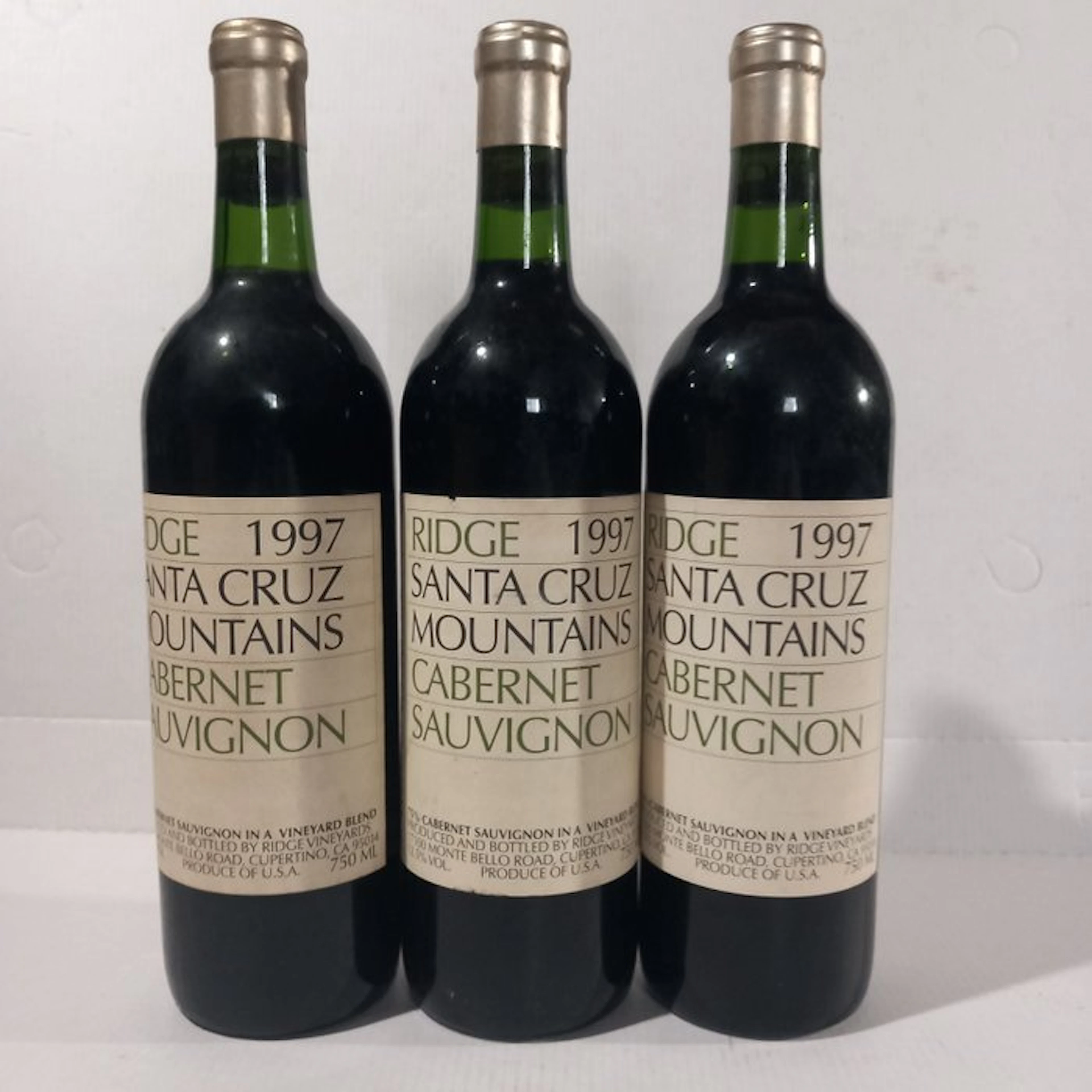 1997 Ridge Vineyard "Santa Cruz Mountains" - California - 3 Bottles (0.75L)