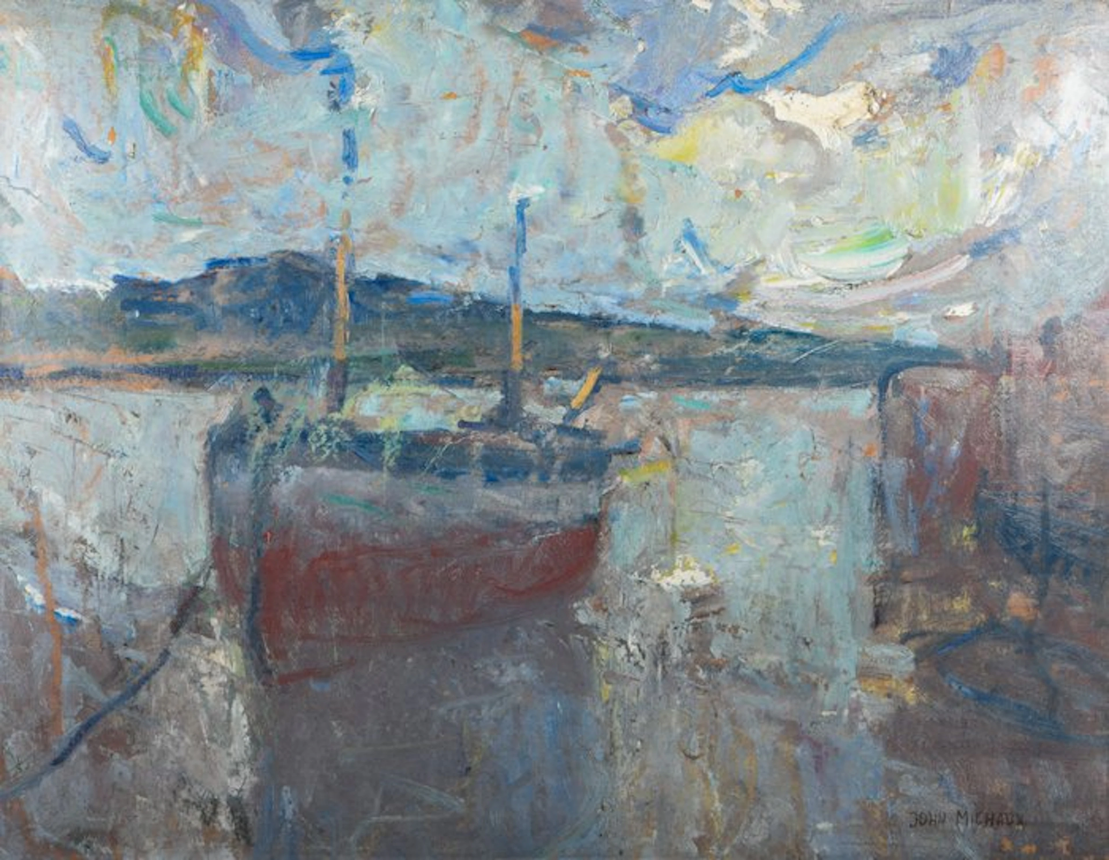 John Michaux (1876-1956) - Aangemeerde vissersboot