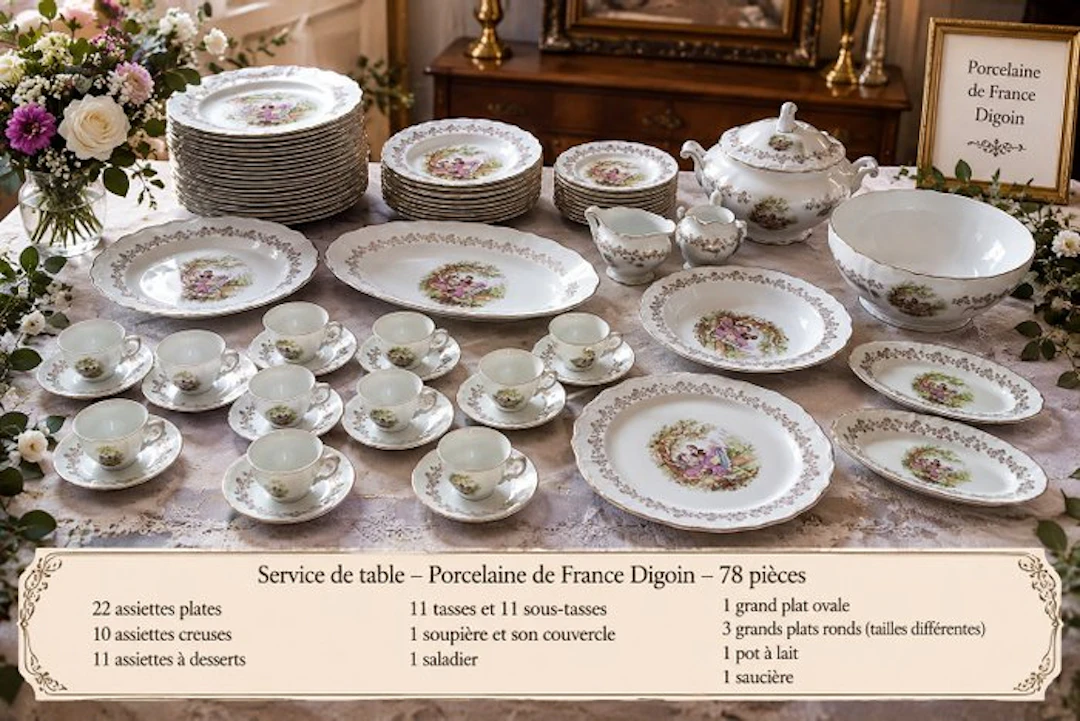 Porcelaine de France "Digoin" - Table service (77) - Porcelain
