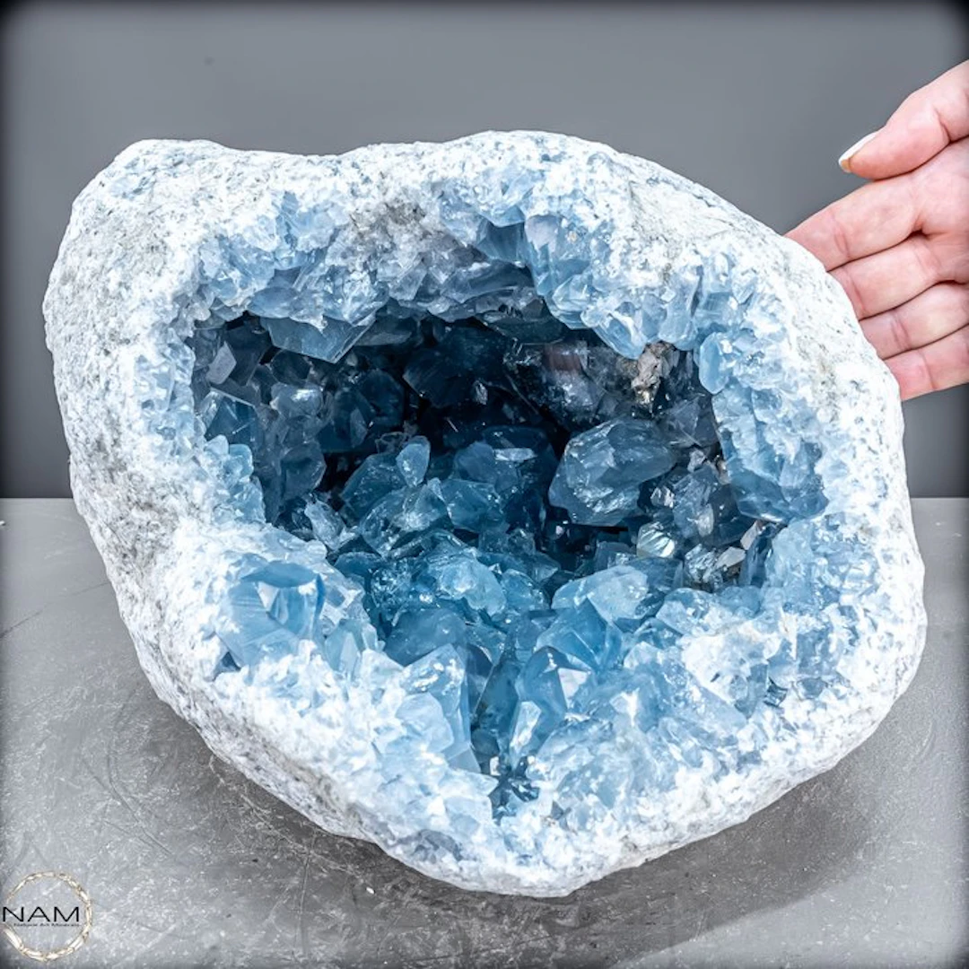 Heavenly celestite druses from Madagascar – 15 kg...
