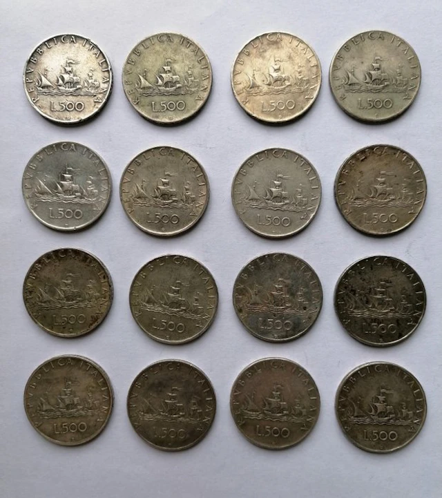 Italy. Repubblica 500 Lire argento (16 monete anni '50/'60)