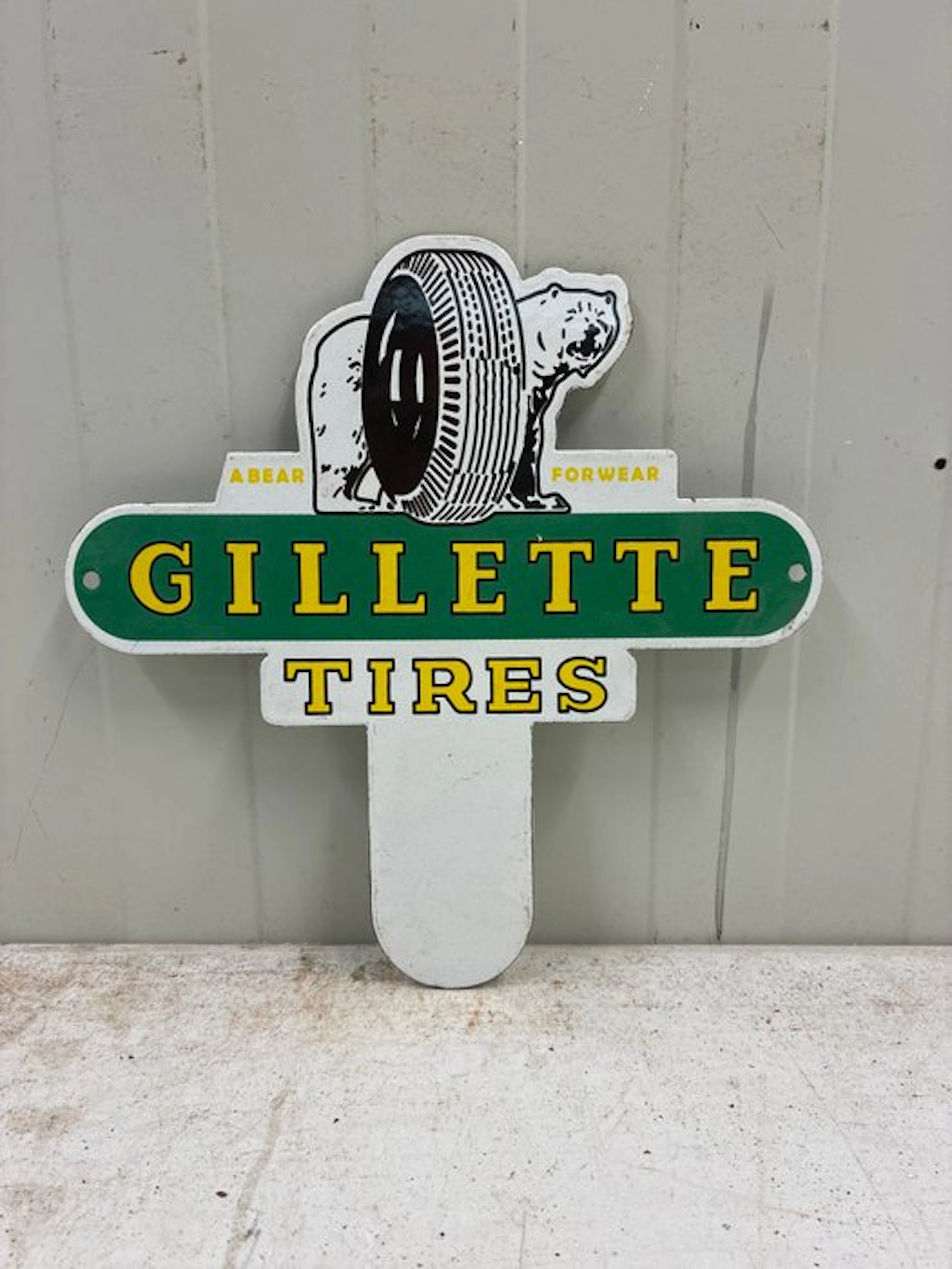 Gillette Tires – Enamel advertising sign – Tires – Beer - Enamel sign - Enamel