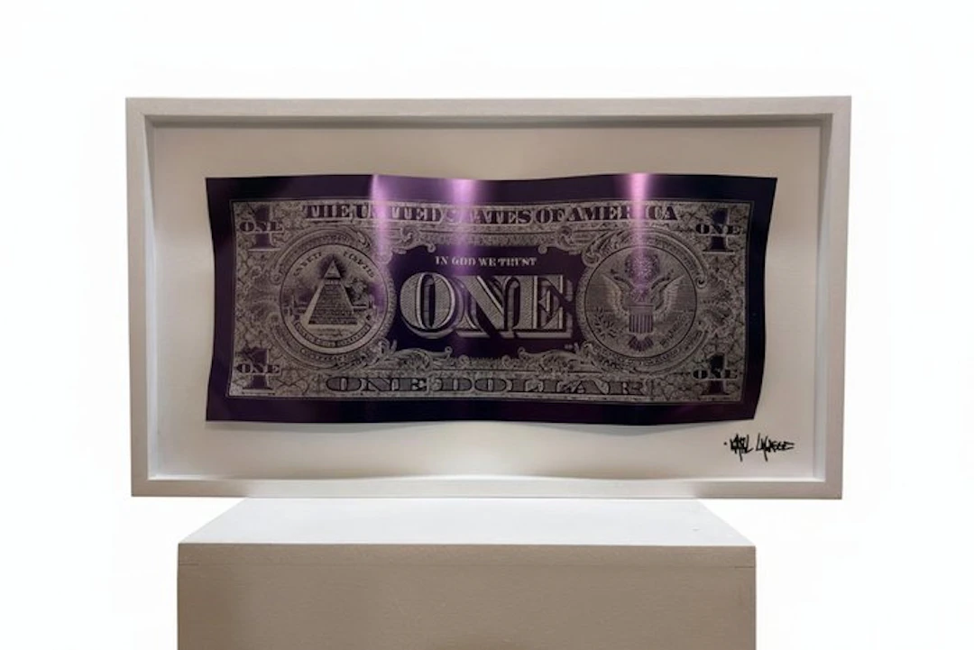 Karl Lagasse - Sculpture Alluminium et Bois *One dollar minimalist Purple*