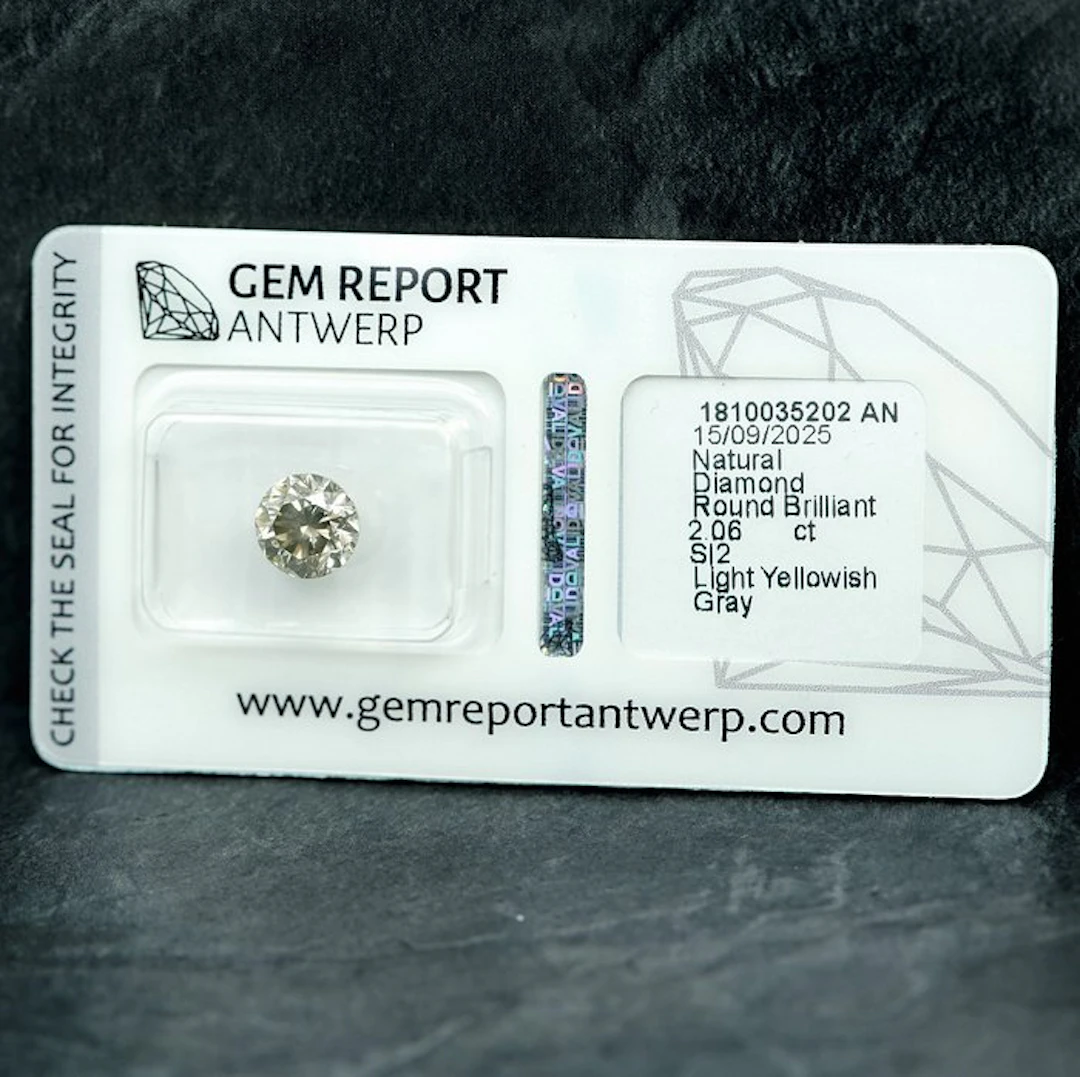 1 pcs Diamond (Natural coloured) - 2.06 ct - Round...