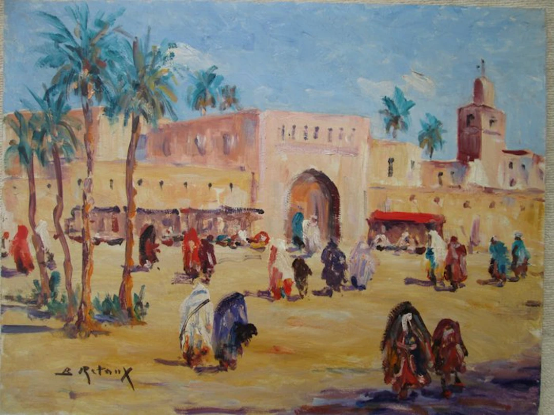 Retaux Bruno (1947) - Vue animée de Marrakech Maroc